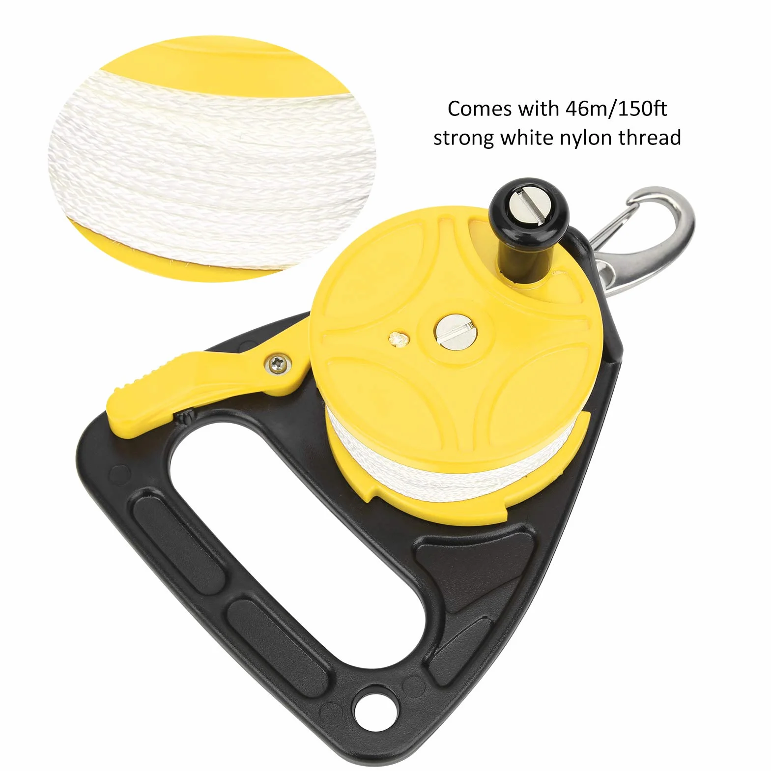 Carrete de línea de Buceo, Carrete de Buceo Compacto de 150 pies Rueda de línea de Buceo Carrete de Buceo portátil para Kayak(Yellow)
