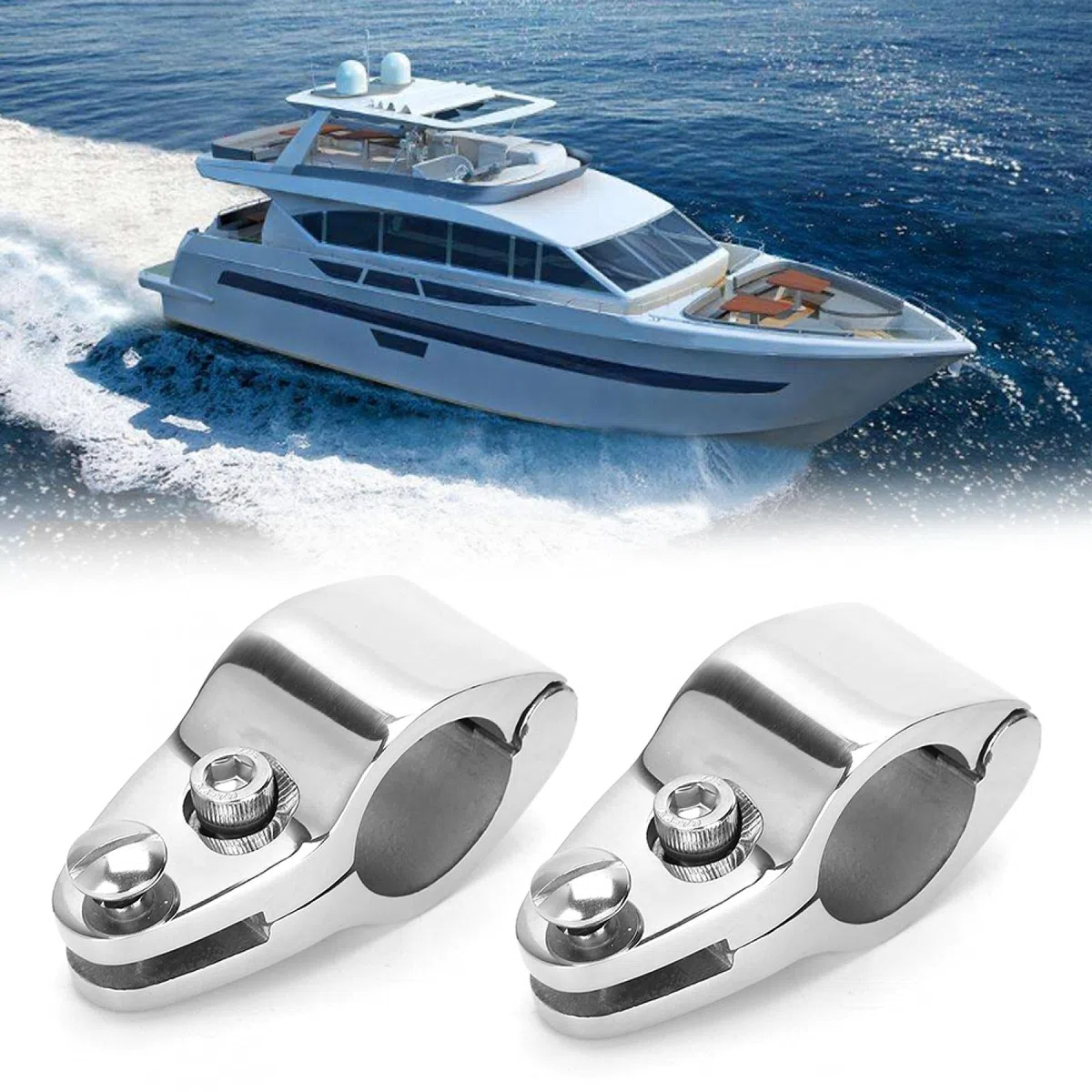 Bimini top para barco con mandíbula con bisagras, 2 piezas de herrajes de acero inoxidable para Bimini top (20 mm, 22 mm,25 mm,30 32 mm)(32mm)