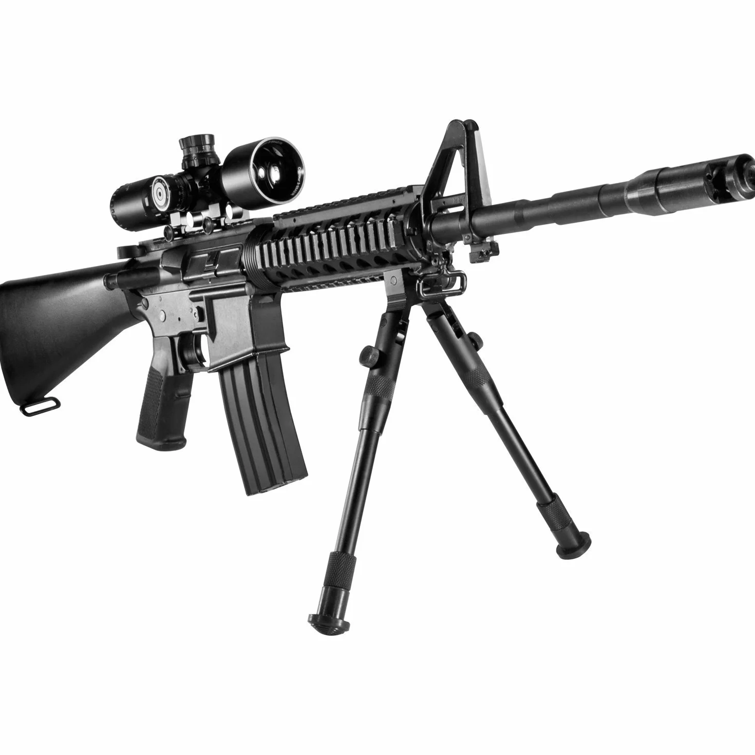 BigTron Tactical Accessories - Bipode Montaje Eslabón Giratorio Bipod Ajustable 6"-9" con Doble Bloqueo Universal Barrel Adapter
