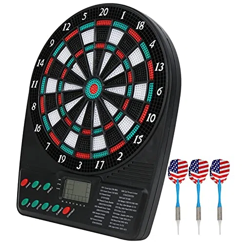 Diana Electronica Juego Dardos,Conjunto De Dardos Blandos De PP con Pantalla de Puntuación Digital LED,Diana Electrónica de Puntuación Automática para Familia Interior Y Exterior