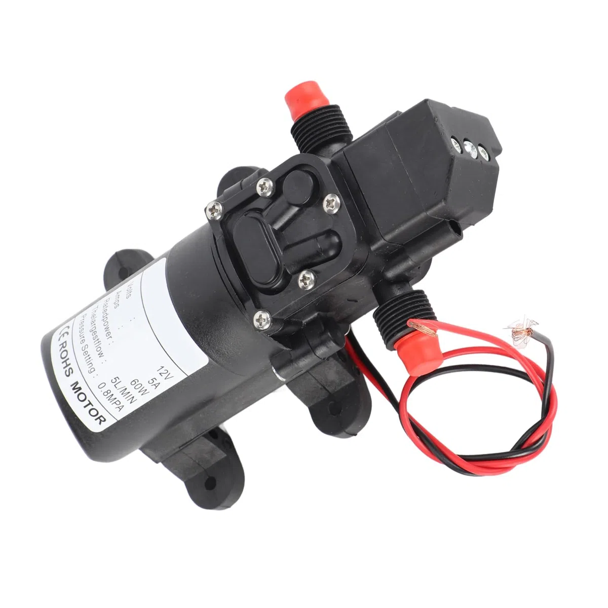 Autocebante de Alta Presión de 12 V para Camping, barco: 116 PSI, Velocidad de 5 L/min, Presión Incorporada