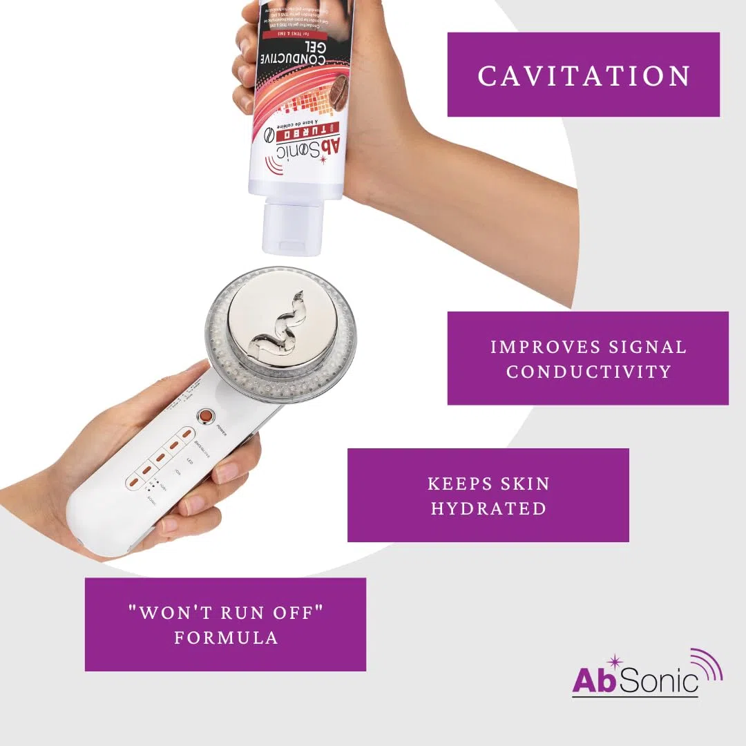 AbSonic Turbo con cafeína - Gel Conductor para cinturón Abdominal, electrodos, TENS, EMS y electroestimulación, 2 Unidades de 250 ml