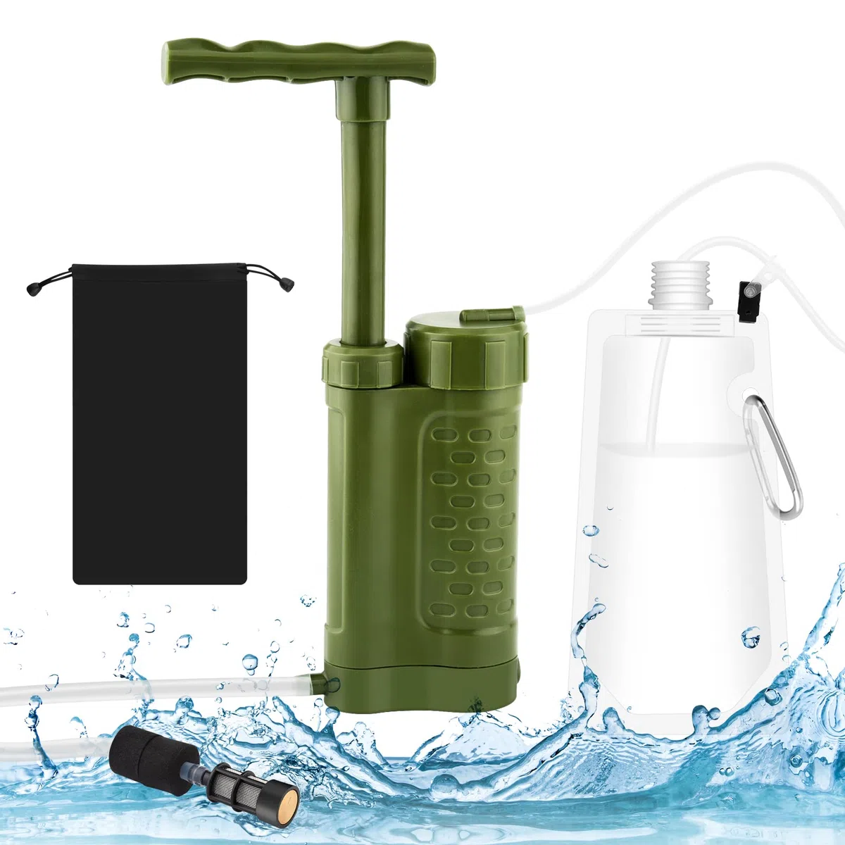 Filtro de agua portátil para exteriores, 3000 L, para exteriores, supervivencia al aire libre, camping, purificador de agua portátil para limpieza de agua, senderismo, salvavidas, purificador de agua
