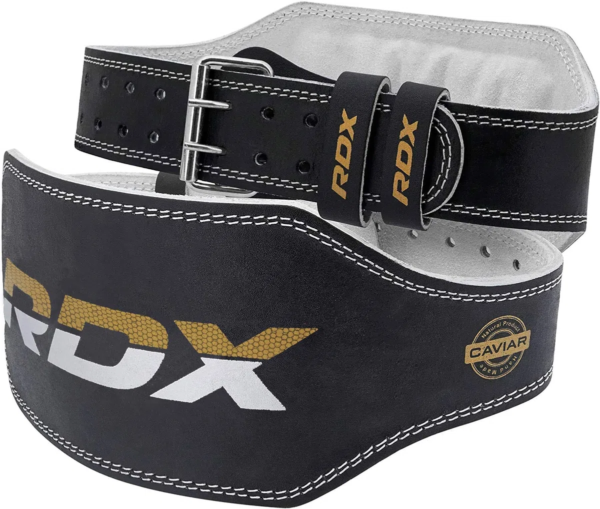 RDX 6” Gimnasio Cinturón Levantamiento de Pesas, Cuero Soporte Lumbar Acolchado, 10 Agujeros Ajustable, Musculación Entrenamiento Peso Belt para Halterofilia Powerlifting Fitness Gym Ejercicio Workout