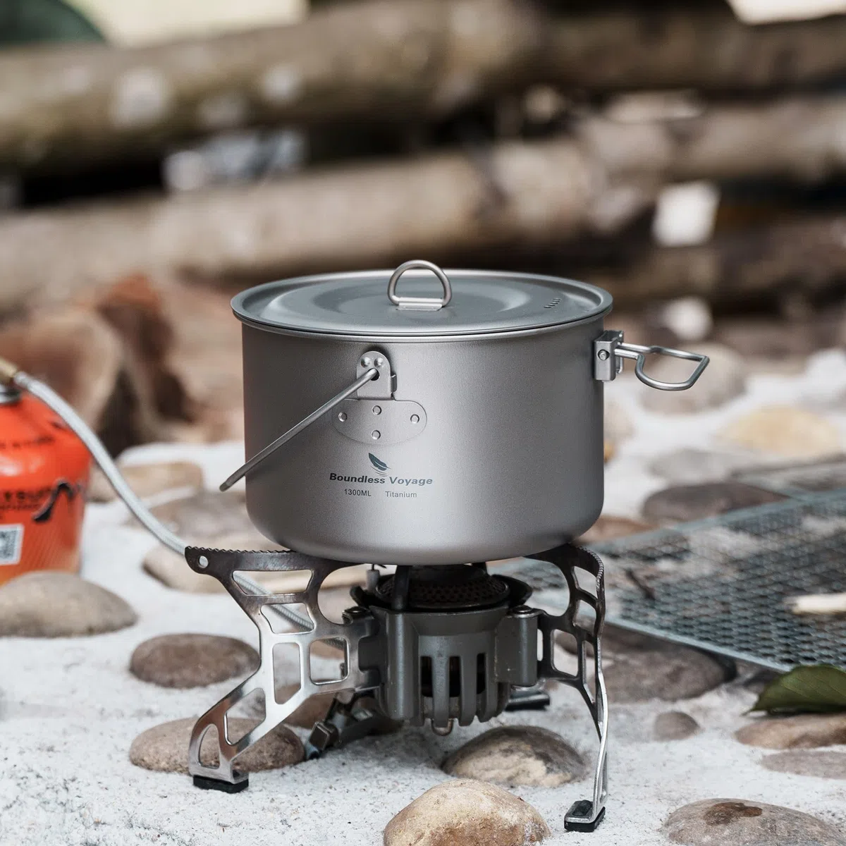 Boundless Voyage Camping Titanium olla colgante con mango plegable Picnic senderismo gran capacidad hervidor de cocina 1.3L 1.95L 2.9L