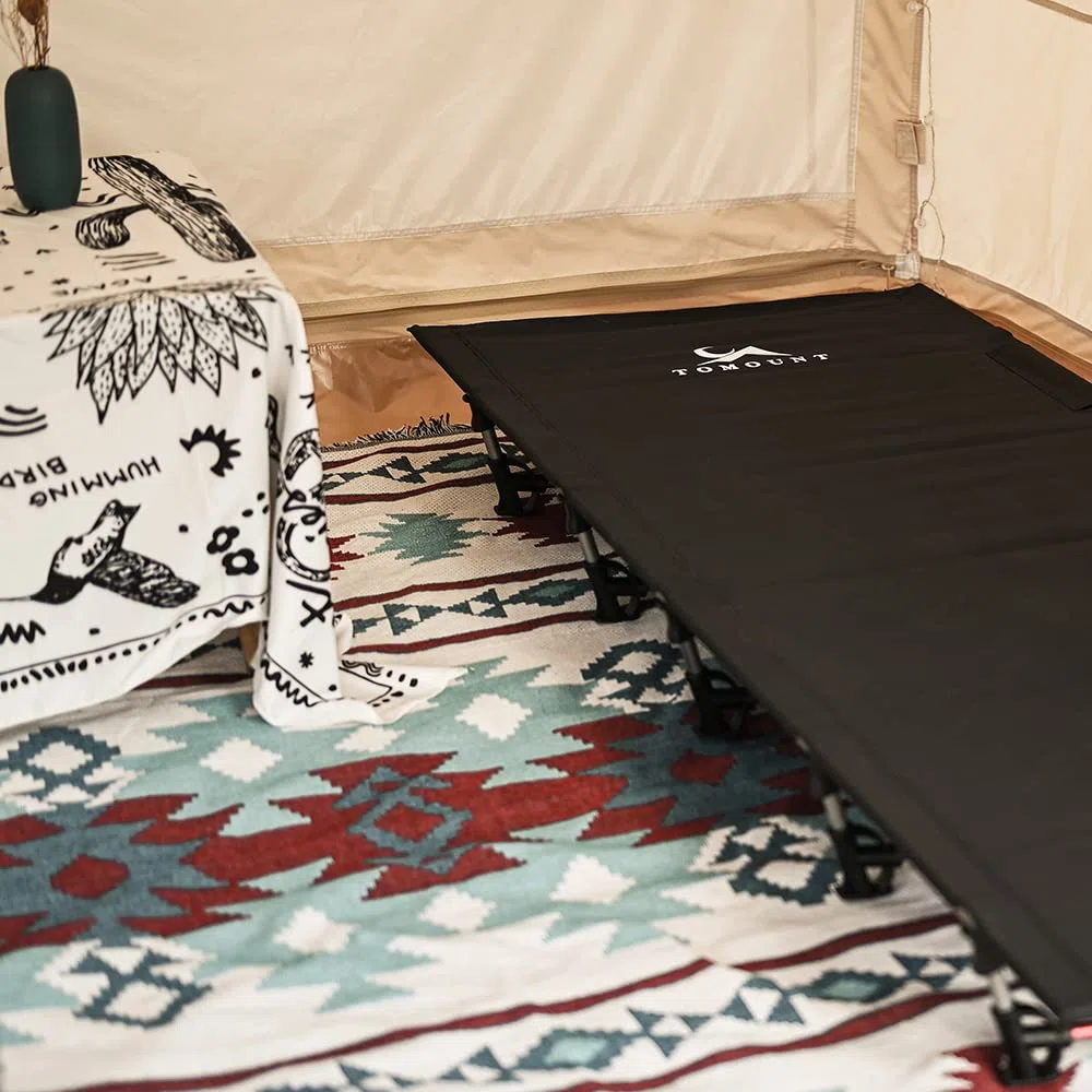 TOMOUNT Cama Plegable Ultraligera con Barras de Aluminio 190 x 70 cm compacta portátil fácil de Construir Resistente Cama de Camping para Tiendas de campaña Senderismo al Aire Libre, Color Negro