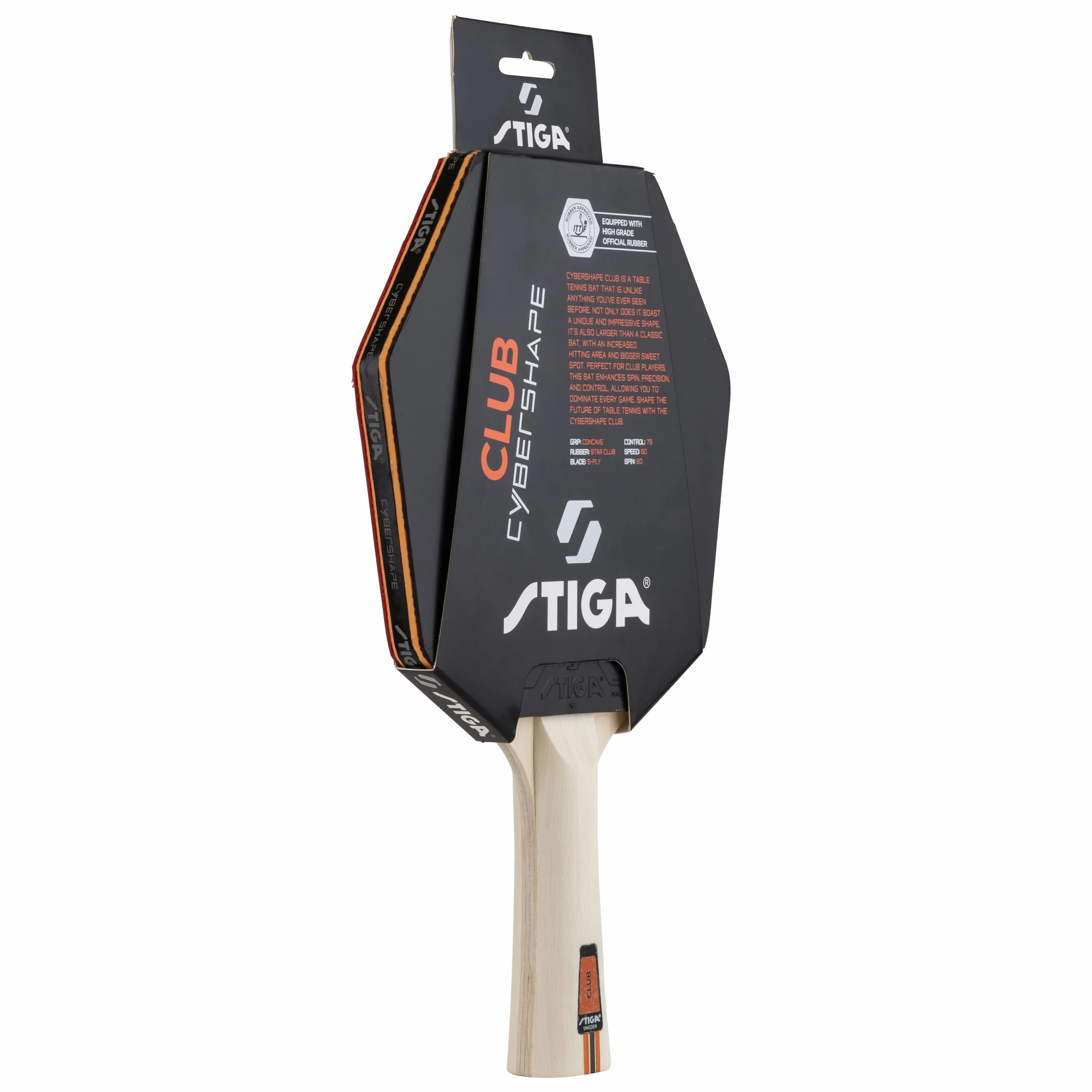 STIGA Club Cybershape Pala de Tenis de Mesa, Madera 5 Capas, Goma Star Club, Sweet Spot Grande