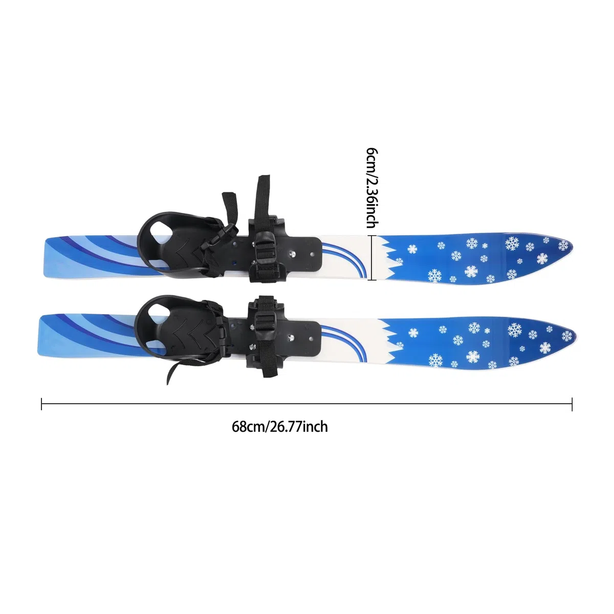 Little Short Ski - Tabla de esquí infantil con 2 bastones de esquí, esquís educativos de 68 cm, trabillas de fijación ajustables tamaños (20 – 30), para niños de 2 a 8 años