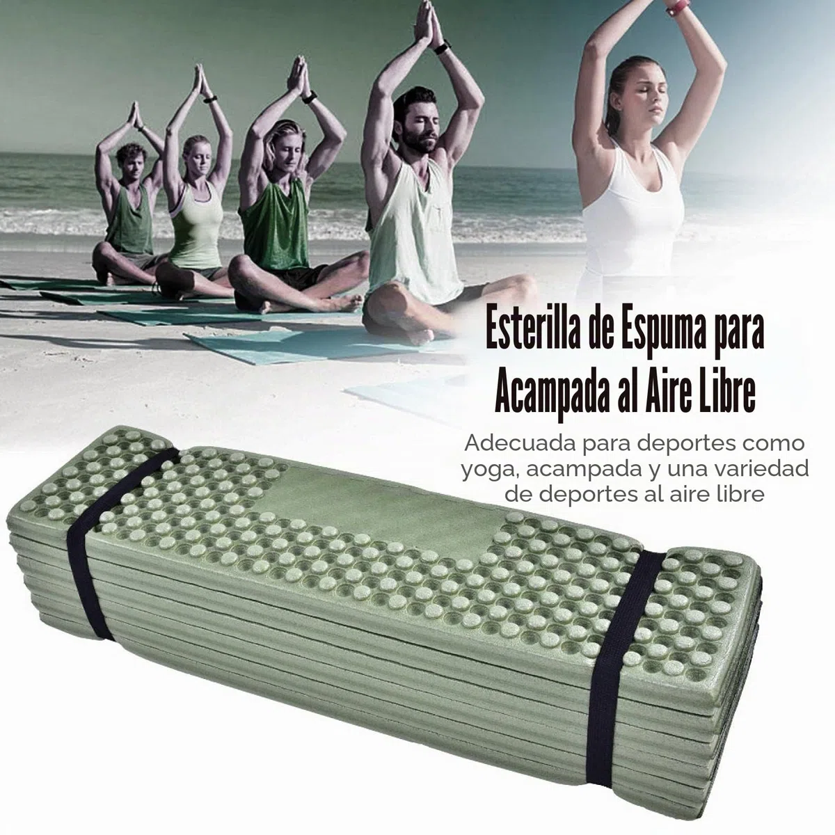 Akozon Esterilla de espuma para exteriores, plegable, para tienda de playa, impermeable, colchón, colchón, colchón, colchoneta plegable, ultraligera, para la playa, al aire libre, camping, camping,