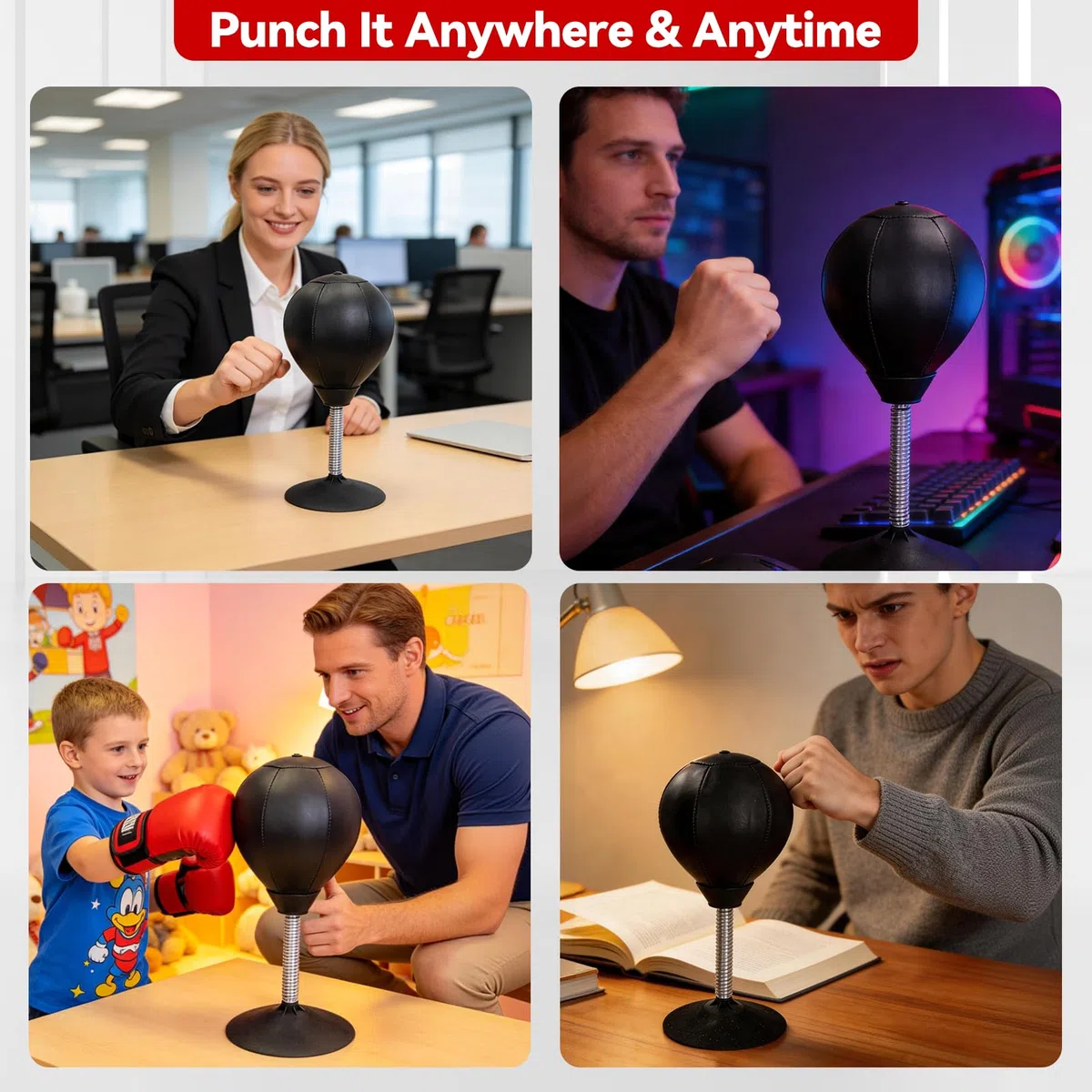 Bolsa de Boxeo para Boxeo y Mesa de Oficina de Pie, con Ventosa, Resistente para Todas Las Escenas