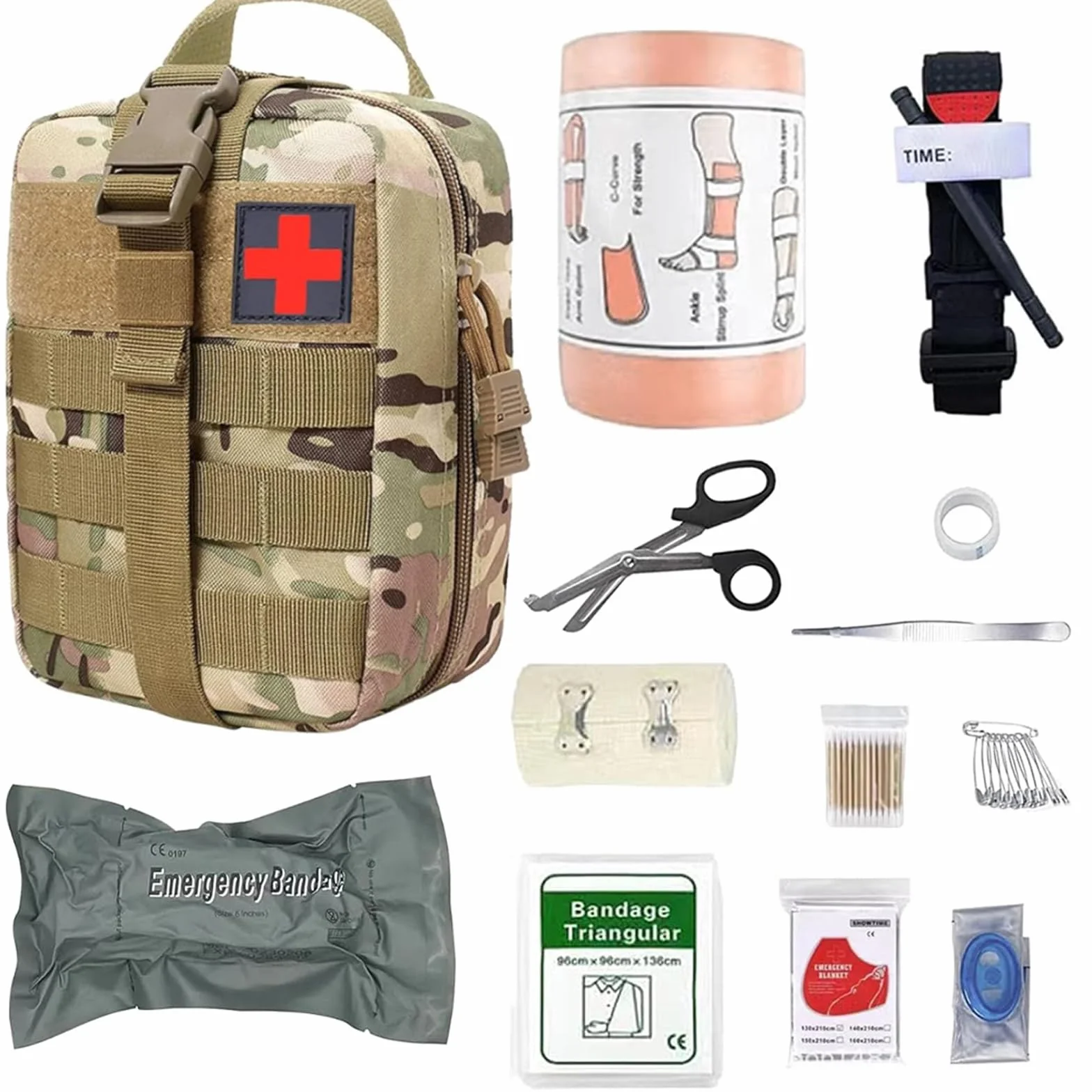 Tactical Medical,Médica Bolsa,Botiquín Primeros Auxilios,Táctica Compacta Botiquín,Bolsa Emergencia,Kit Primeros Auxilios, Botiquin Primeros (amarillo camuflaje)