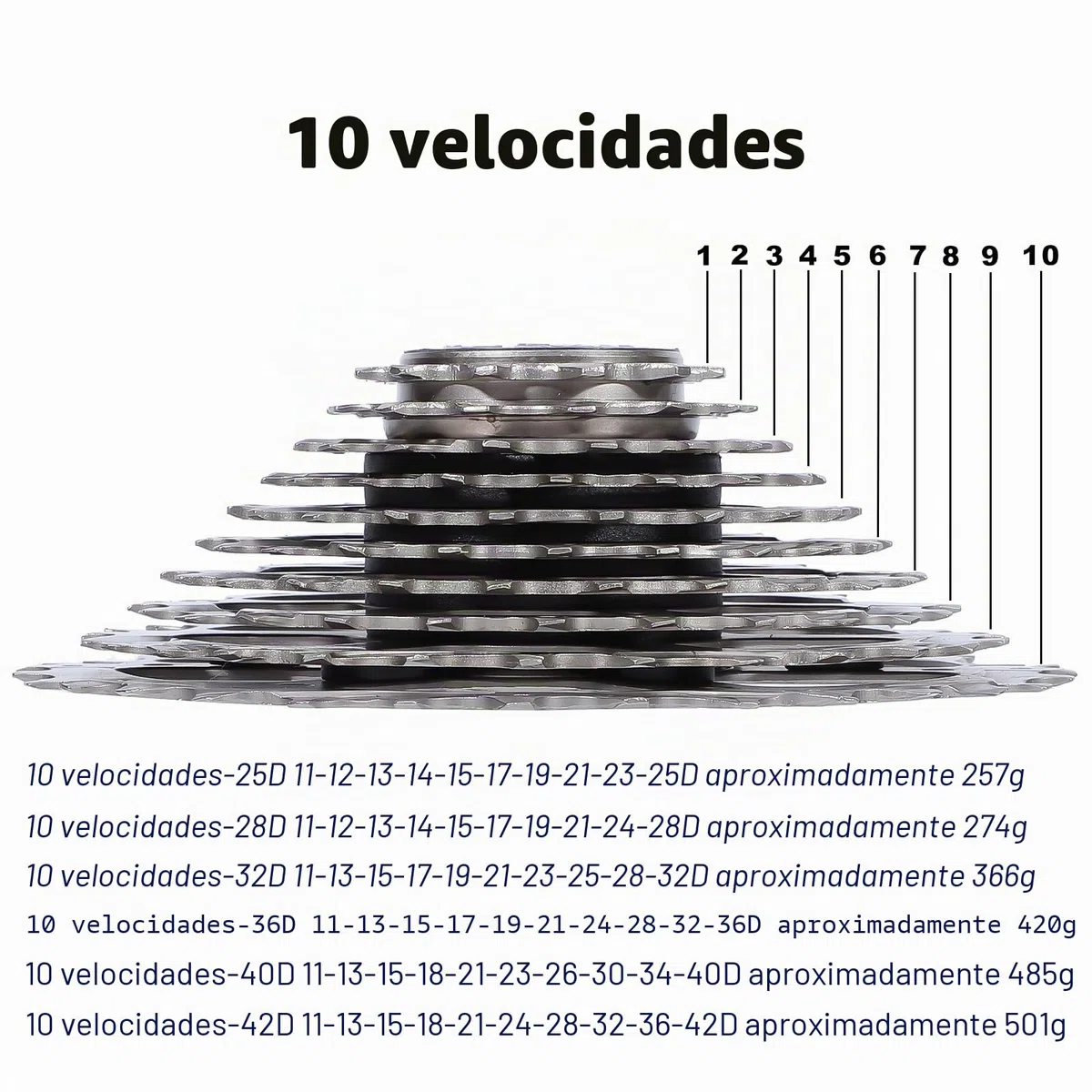 Cassette de Bicicleta de montaña de 10 velocidades para Bicicleta de montaña, Bicicleta de Carretera, súper Ligero