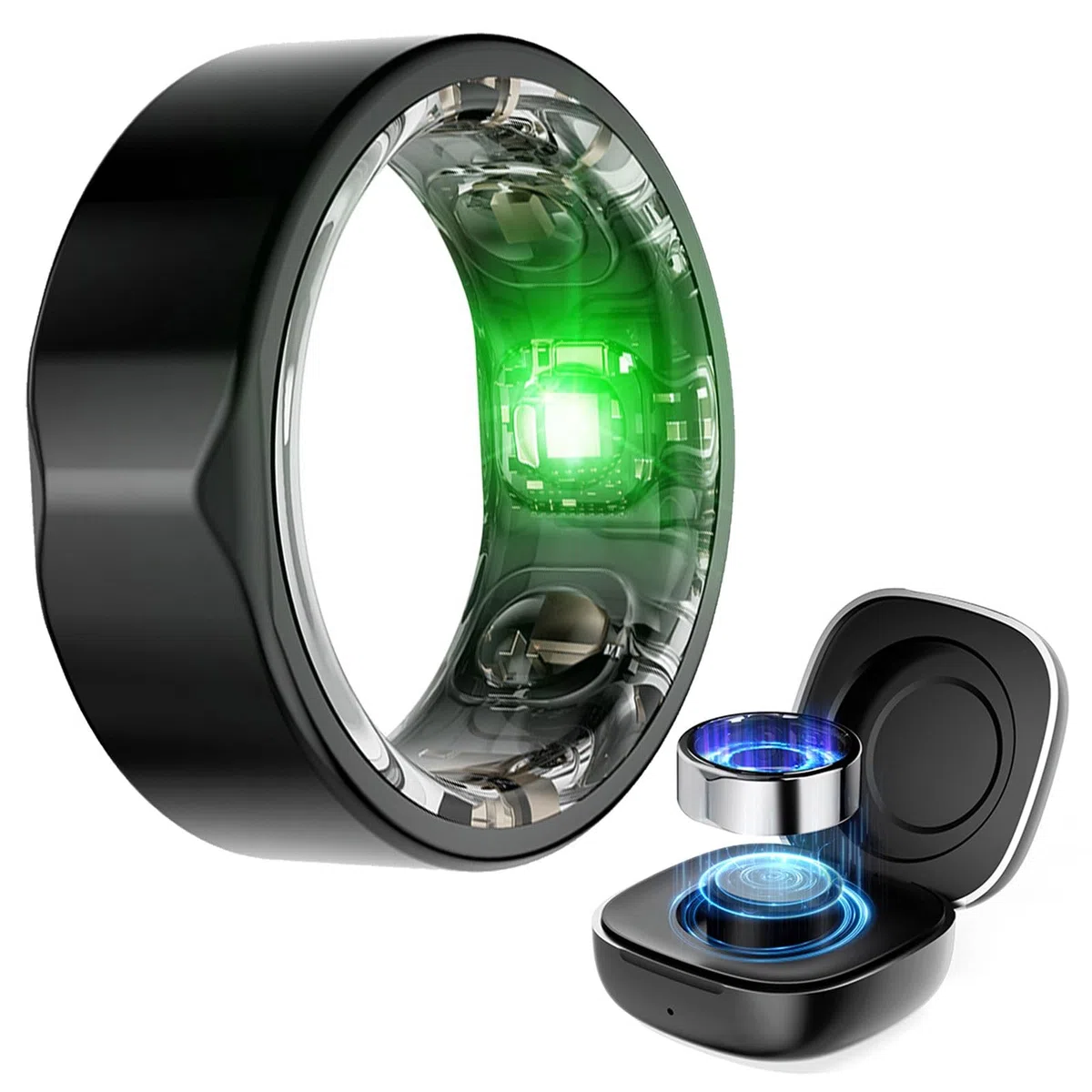 Anillo inteligente de monitoreo de salud con oxígeno en sangre, seguimiento del sueño, impermeable, para hombres y mujeres