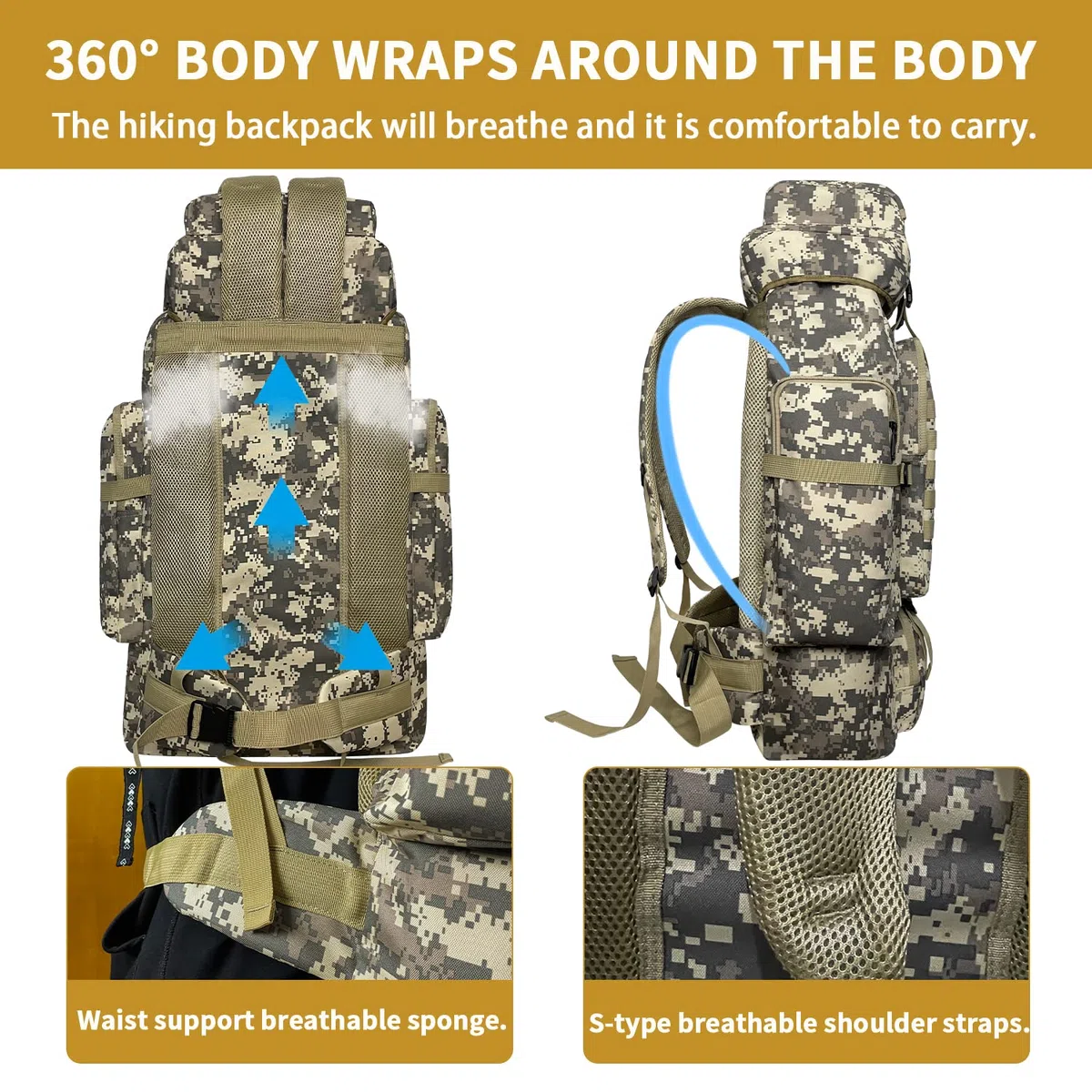 mochilas de senderismo, 80l mochilas de camping, mochilas impermeables para grandes viajes al aire libre mochilas para hombres y mujeres