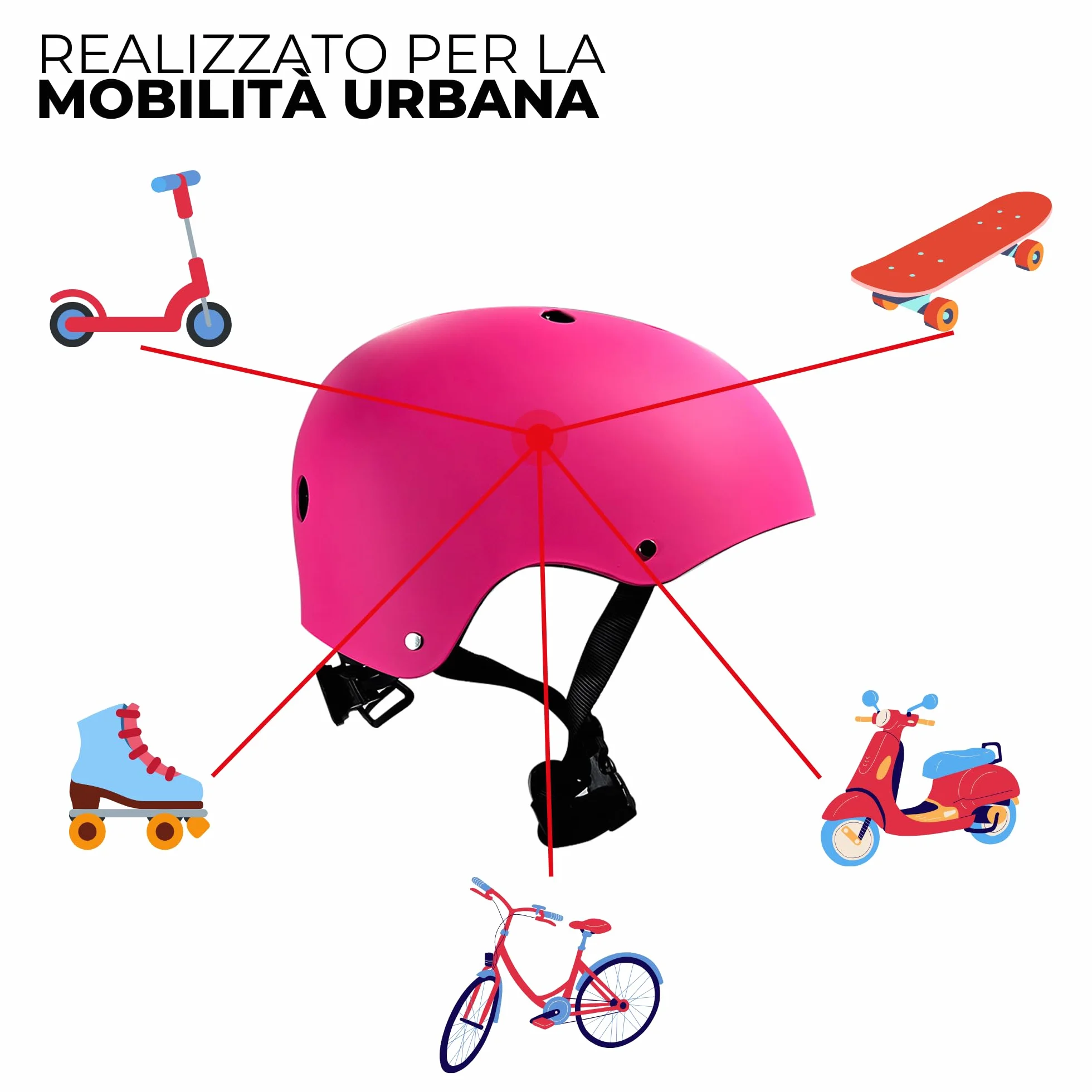 Casco para Patinete y Scooter Eléctrico BHR 837 Urban – Casco para Ciudad Homologado CE para Niños y Adultos – Casco para Bicicleta, MTB, BMX, Skateboard, Patinaje