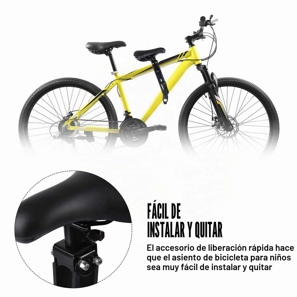 Bomoya Asiento de Bicicleta para niños para Bicicletas de montaña, Asientos Delanteros Desmontables para niños de 2 a 5 años, Compatible con Todos los Adultos MTB