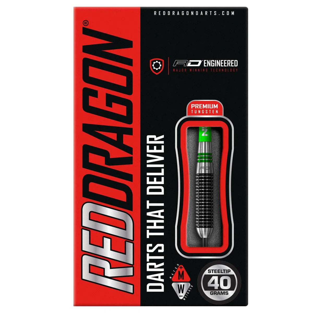 RED DRAGON Titan 2 Juego de dardos profesionales de tungsteno de 40 gramos con plumas y ejes (tallos)