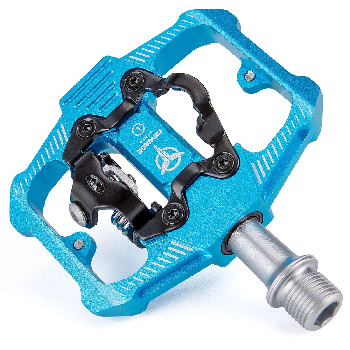 GEWAGE Pedales de Bicicleta SPD, Pedales de Bicicleta de montaña, Pedales de Dos Lados SPD, Plataforma Ancha Antideslizante con 3 rodamientos, Pedales Ligeros de Aluminio de 9/16 Pulgadas