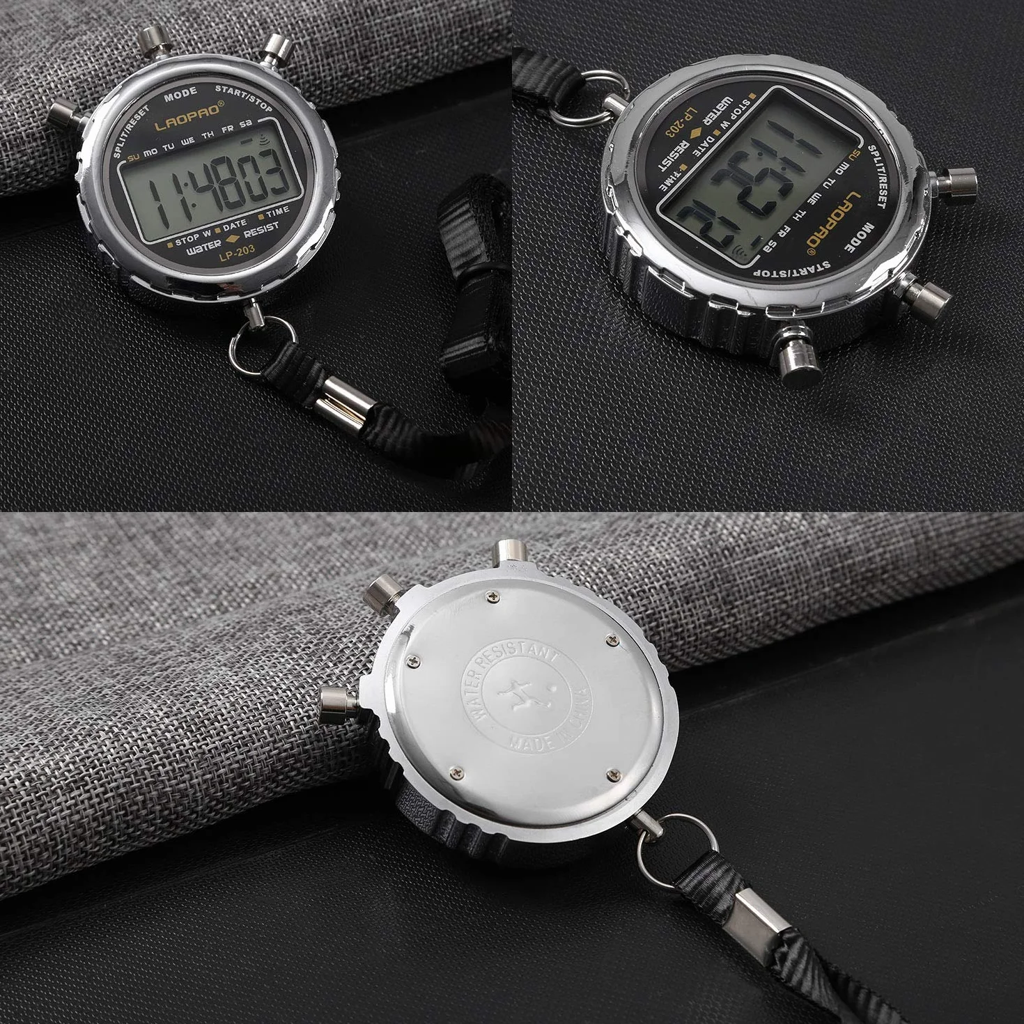LAOPAO Cronómetro Digital, Impermeable 1/100 Segunda Precisión Temporizador,Bolsillo Gran Pantalla LCD Despertador para Fútbol Entrenador Deportivo…