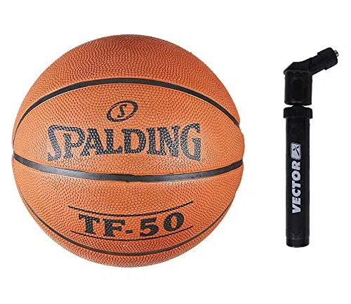 Spalding TF-50 pelota de baloncesto adulto tamaño 6 con bomba de aire de aguja de inflado libre