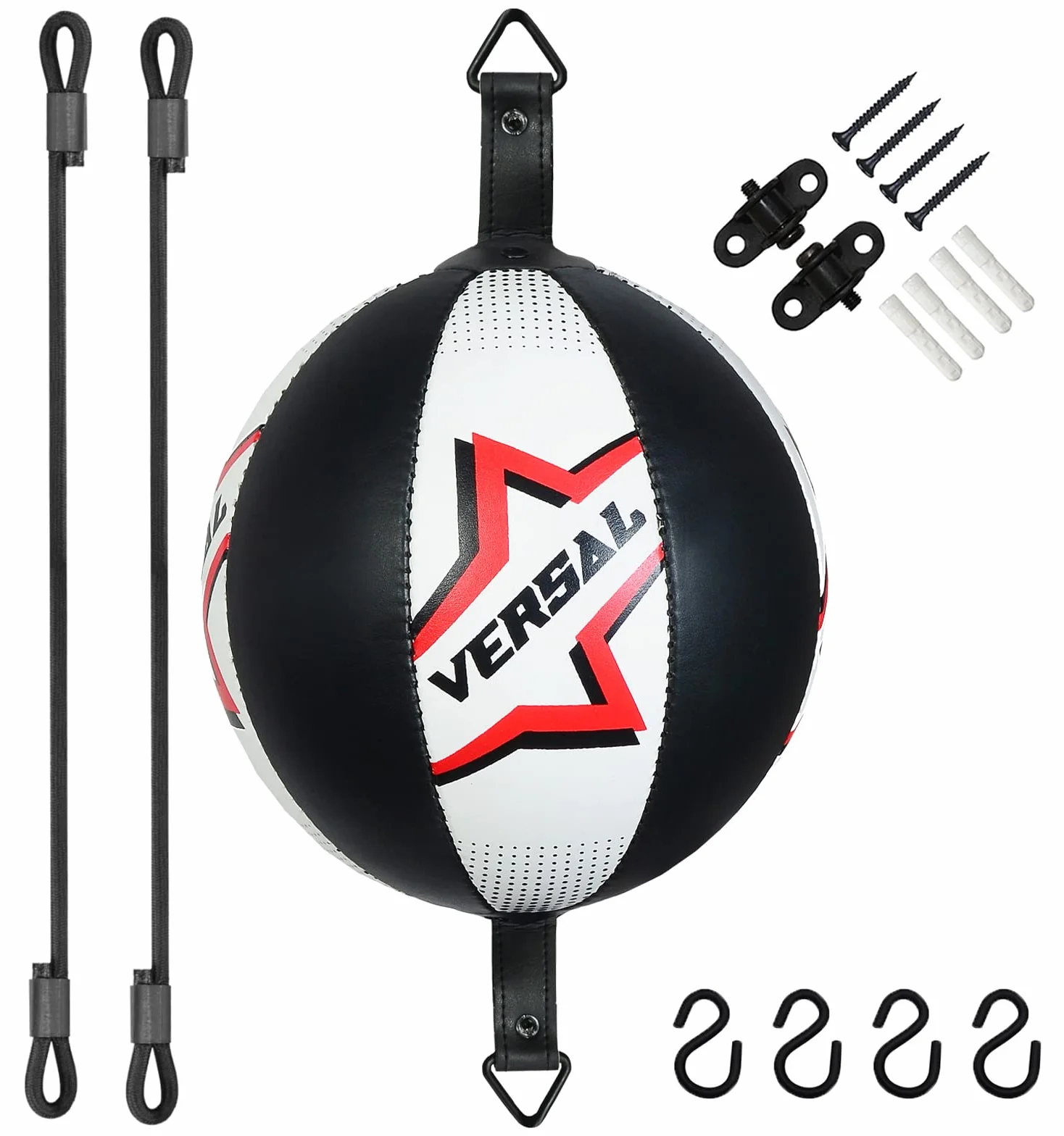 Pelota de boxeo de doble extremo de piel para MMA Speedball entrenamiento saco con cuerdas y anclajes