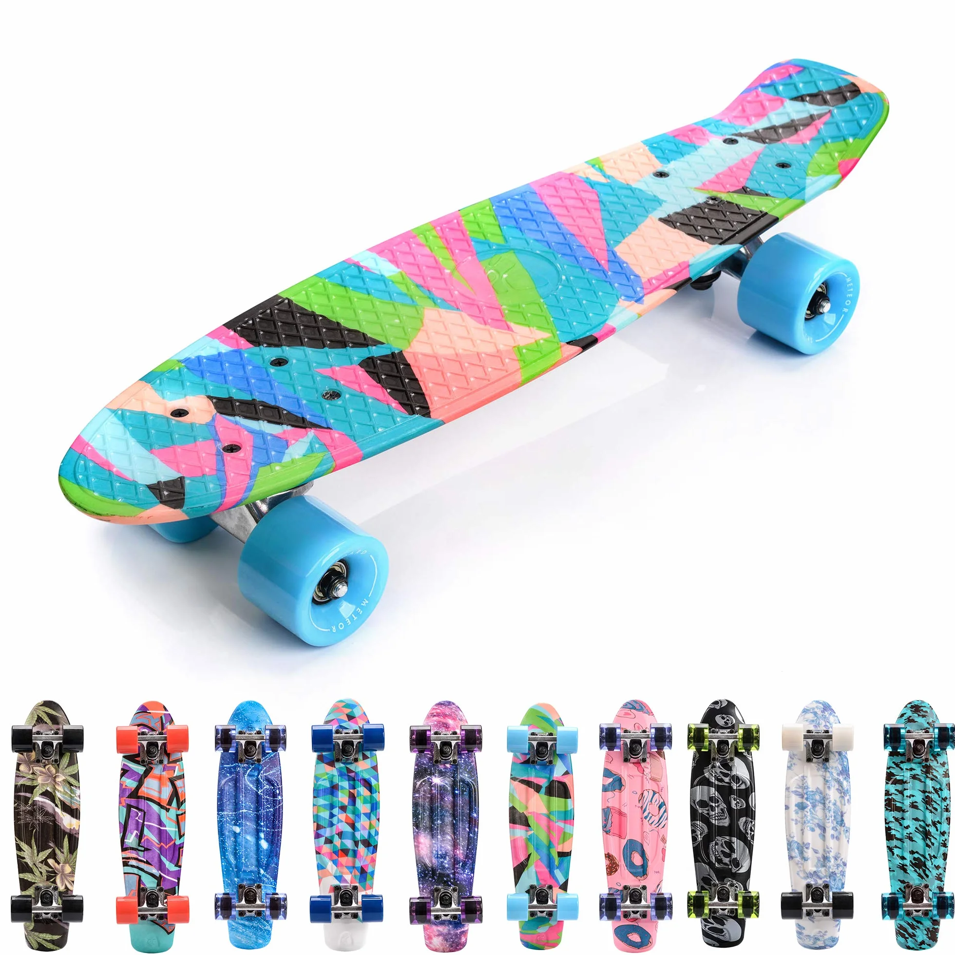 meteor Monopatín patineta Retro Madera Skateboard Completo niños jóvenes Adultos Mejor Calidad Robusto Ligero Ruedas un Skateboard Madera