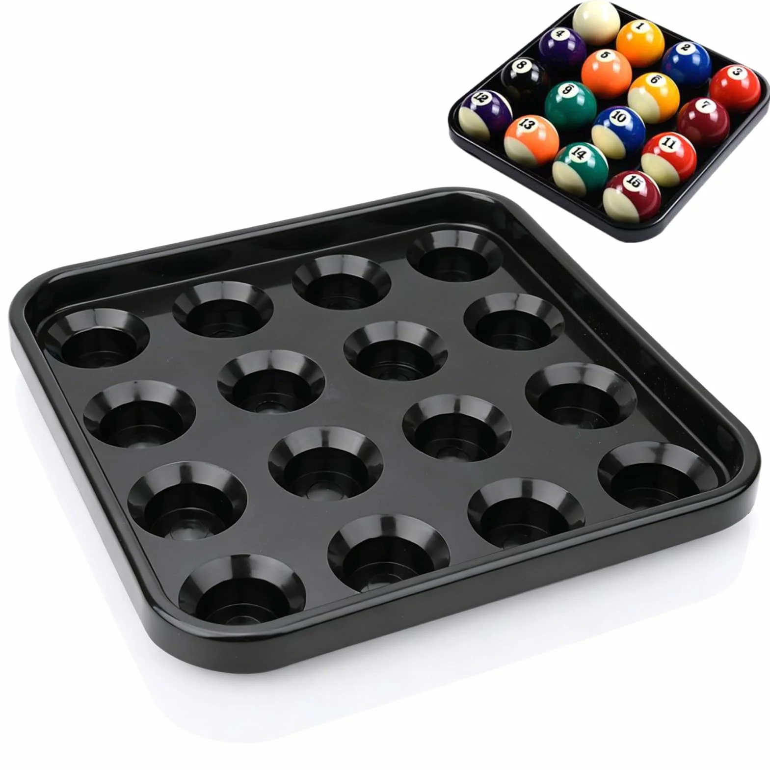 HERCHR Bandeja de Billar, Almacenamiento de Bolas Profesional 16 Bolas Accesorio Piscina