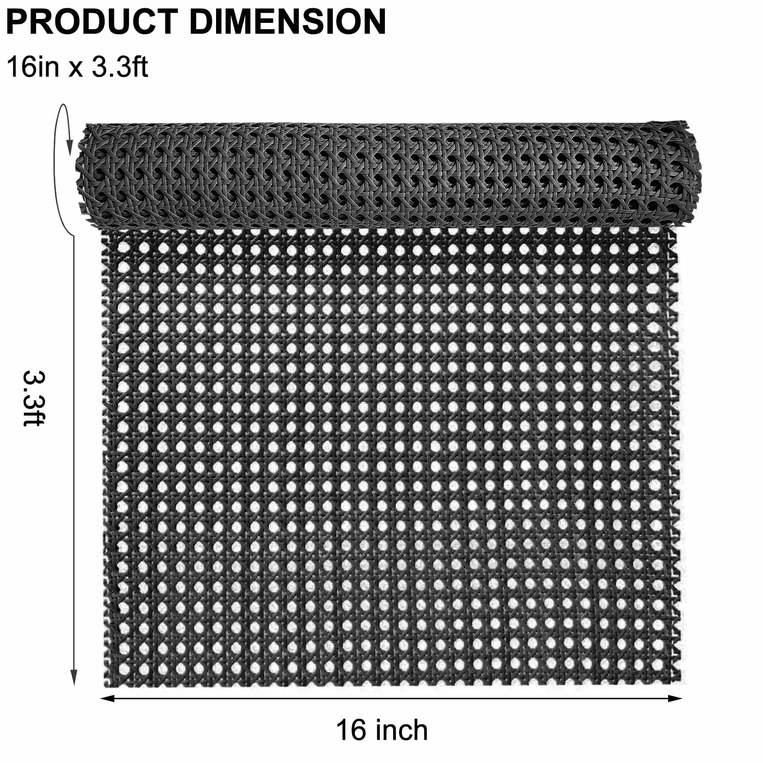 ALLINKIT Rollo de ratán negro 16 pulgadas x 3.3 pies plástico para muebles