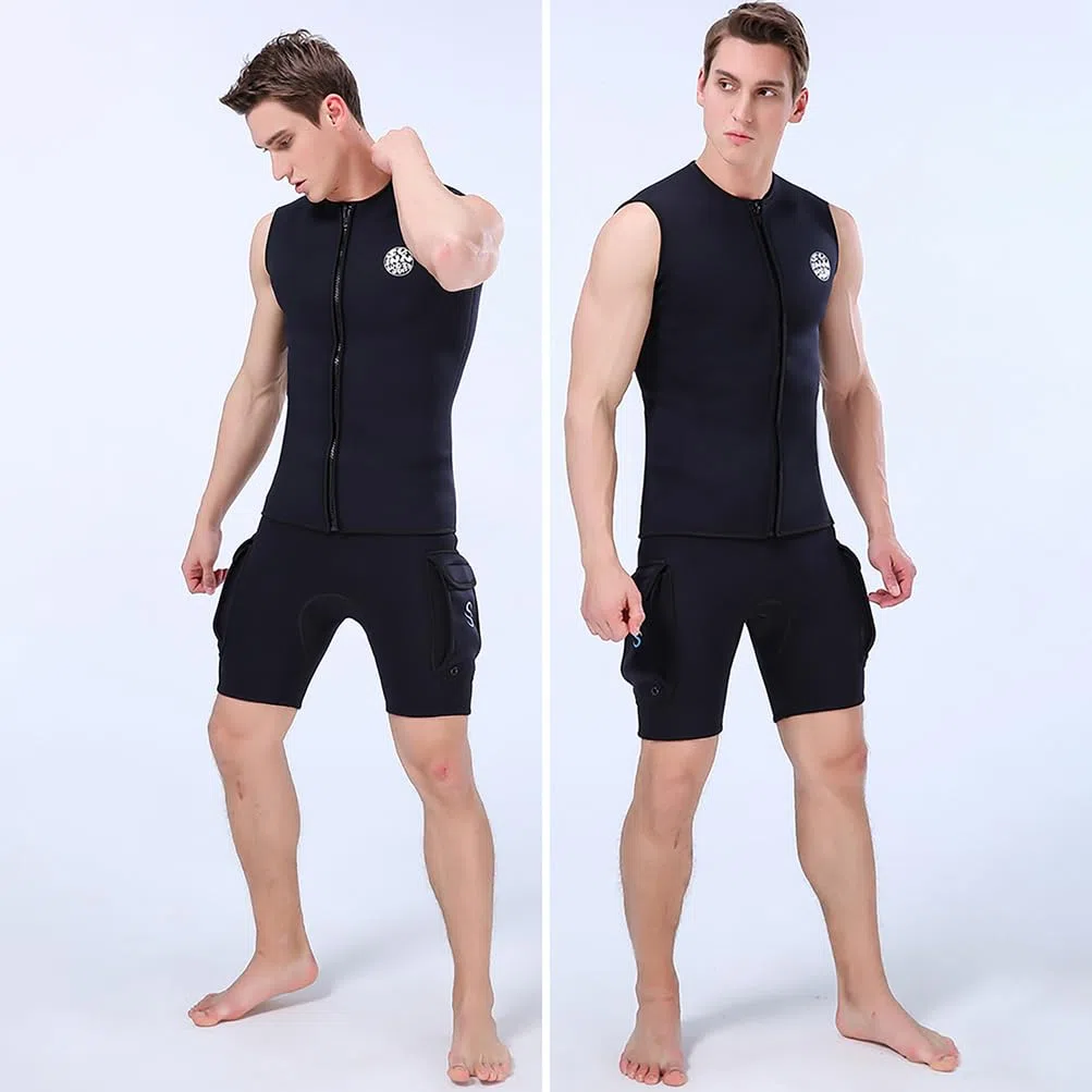 Chaleco de neopreno de 3 mm con cremallera frontal para hombre y mujer, chaqueta sin mangas para canoa, buceo, surf, esnórquel