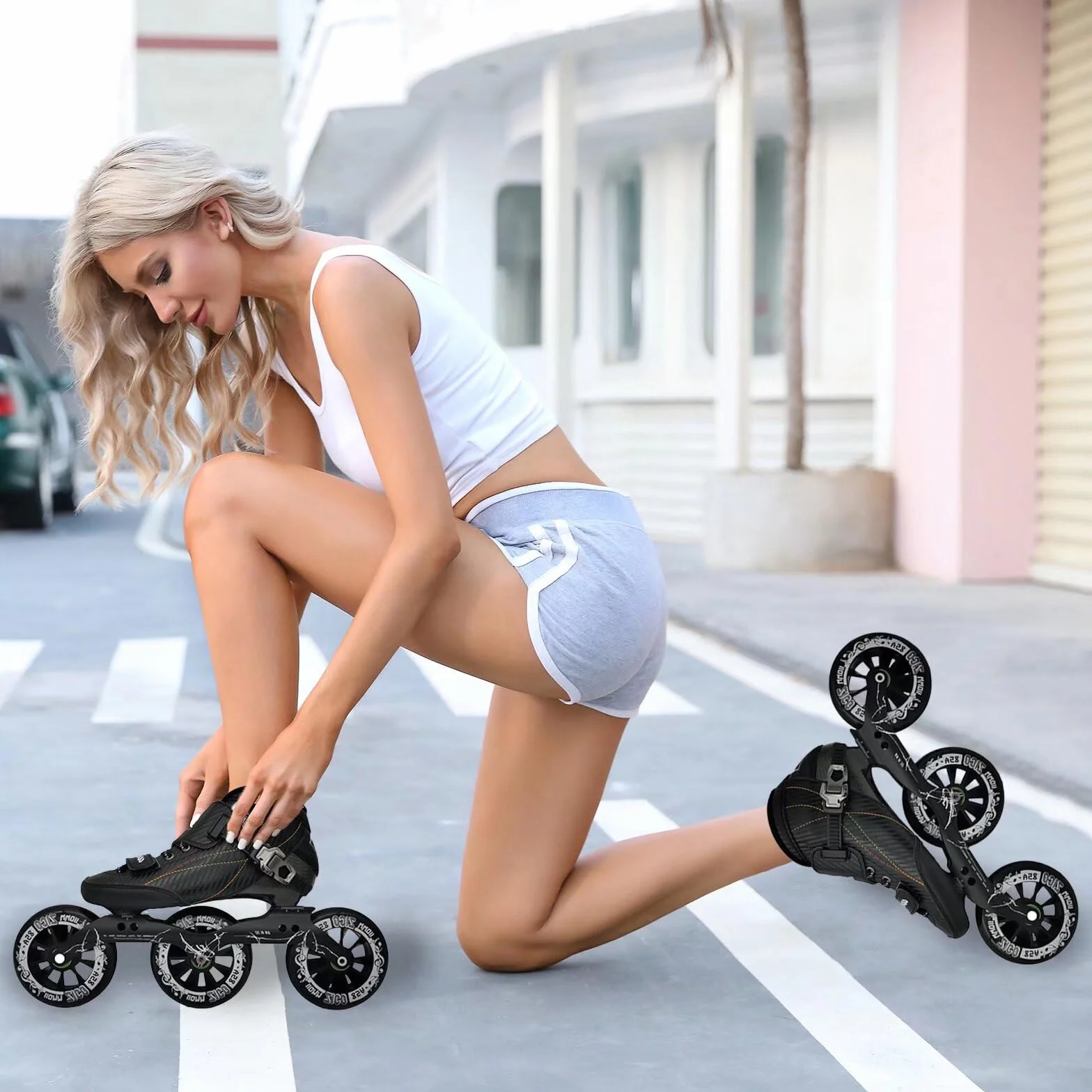 Patines en línea Profesionales para Adultos (Hombres y Mujeres), Ruedas de Alta Velocidad, chasis de Aluminio, Fibra de Carbono, Forro Transpirable, diseño para Fitness y Carreras, Ideales