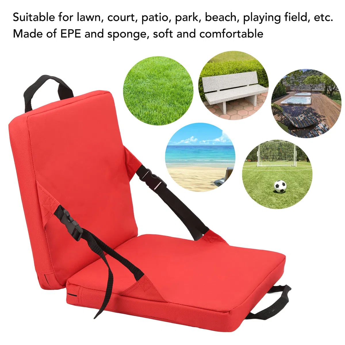 Cojín de Asiento de Estadio, Cojín de Estadio Ligero Portátil para Eventos Deportivos y Conciertos Al Aire Libre, Cojín de Asiento de Grada con Respaldo