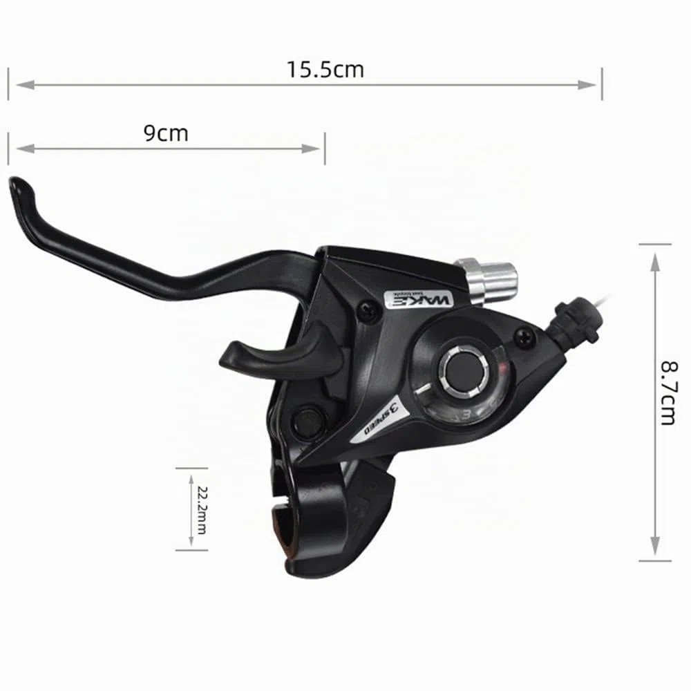 CYSKY Cambio de Bicicleta 3x7/3x8 Velocidad Cambios Frenos Combo, Kits de Palanca de Freno Izquierda Derecha con Indicador de Marcha y Cables de Freno para Bici Montaña, Carretera (3 x 7 Velocidad)