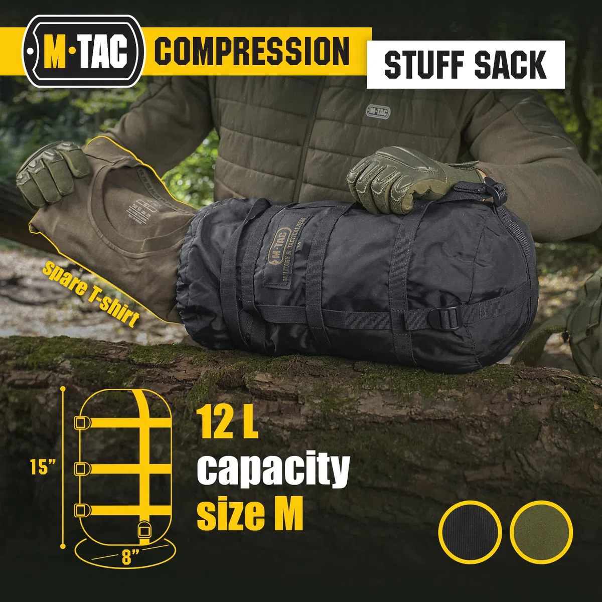 M-Tac Saco de compresión - Saco de Dormir - Bolsa de compresión - 40 litros - XL