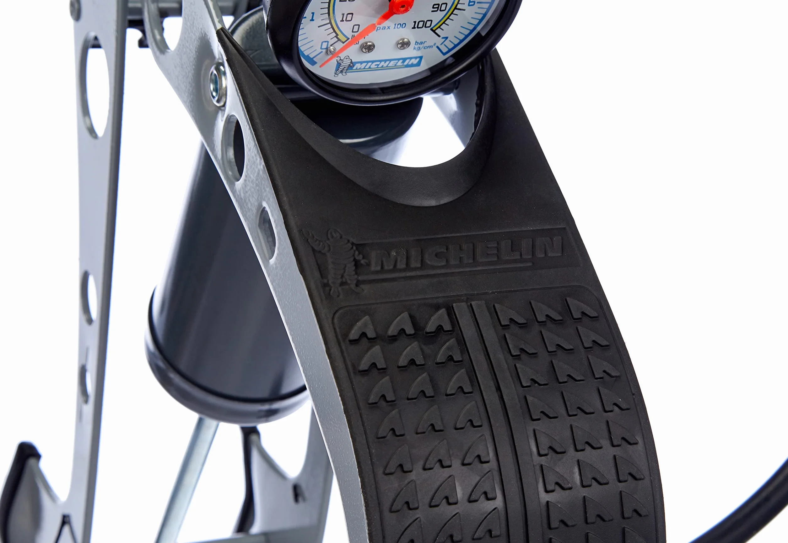 MICHELIN 009501 Bomba de Pie con Manómetro Analógico – 7 Bares, Manguera Flexible de 80 cm – Inflador de Alta Presión para Bicicleta, Moto, Coche, Autocaravana, Furgonetas, SUV, 4x4 – Robusta