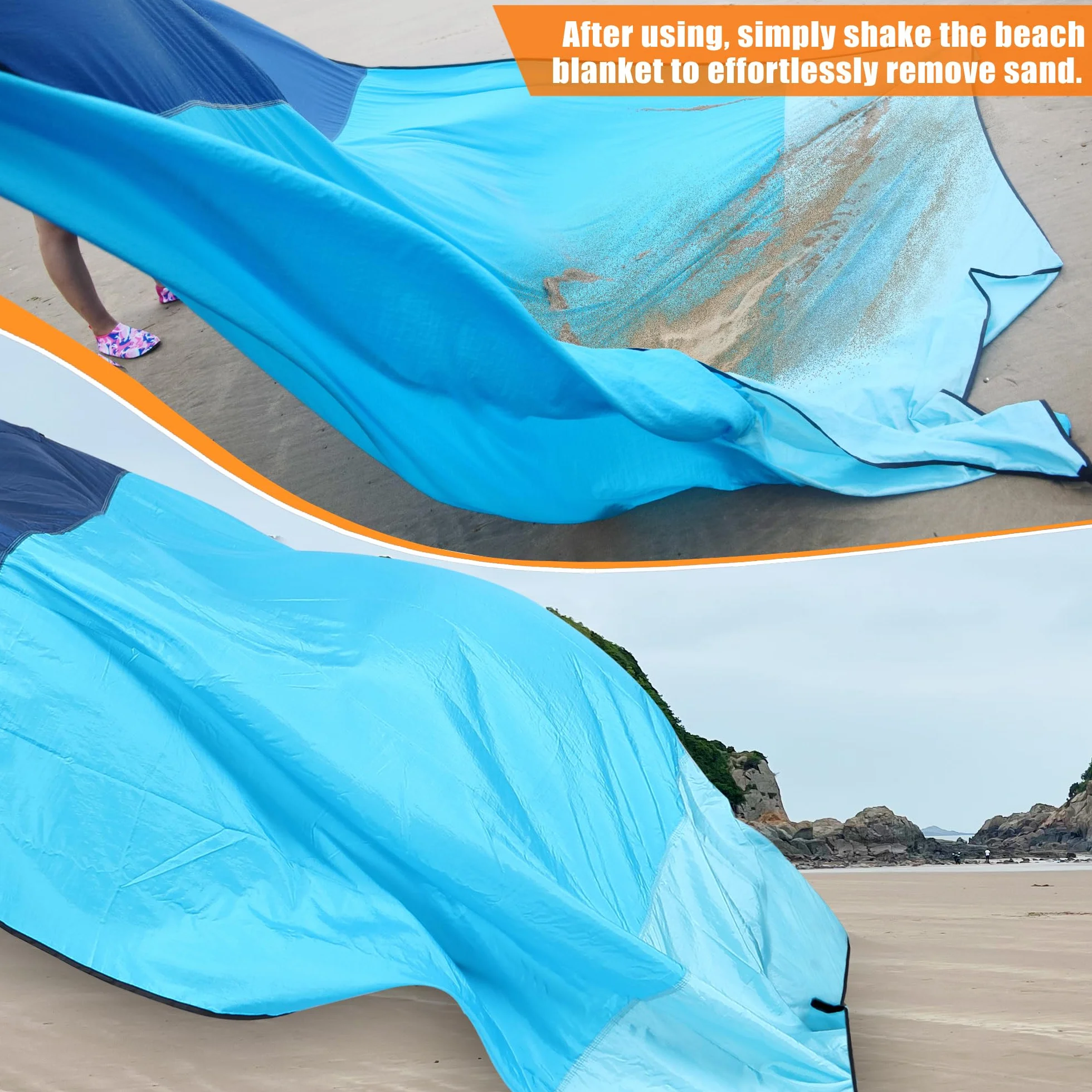 AnorTrek Toalla de Playa Impermeable Extra Grande 200 x 200 cm Secado rápido