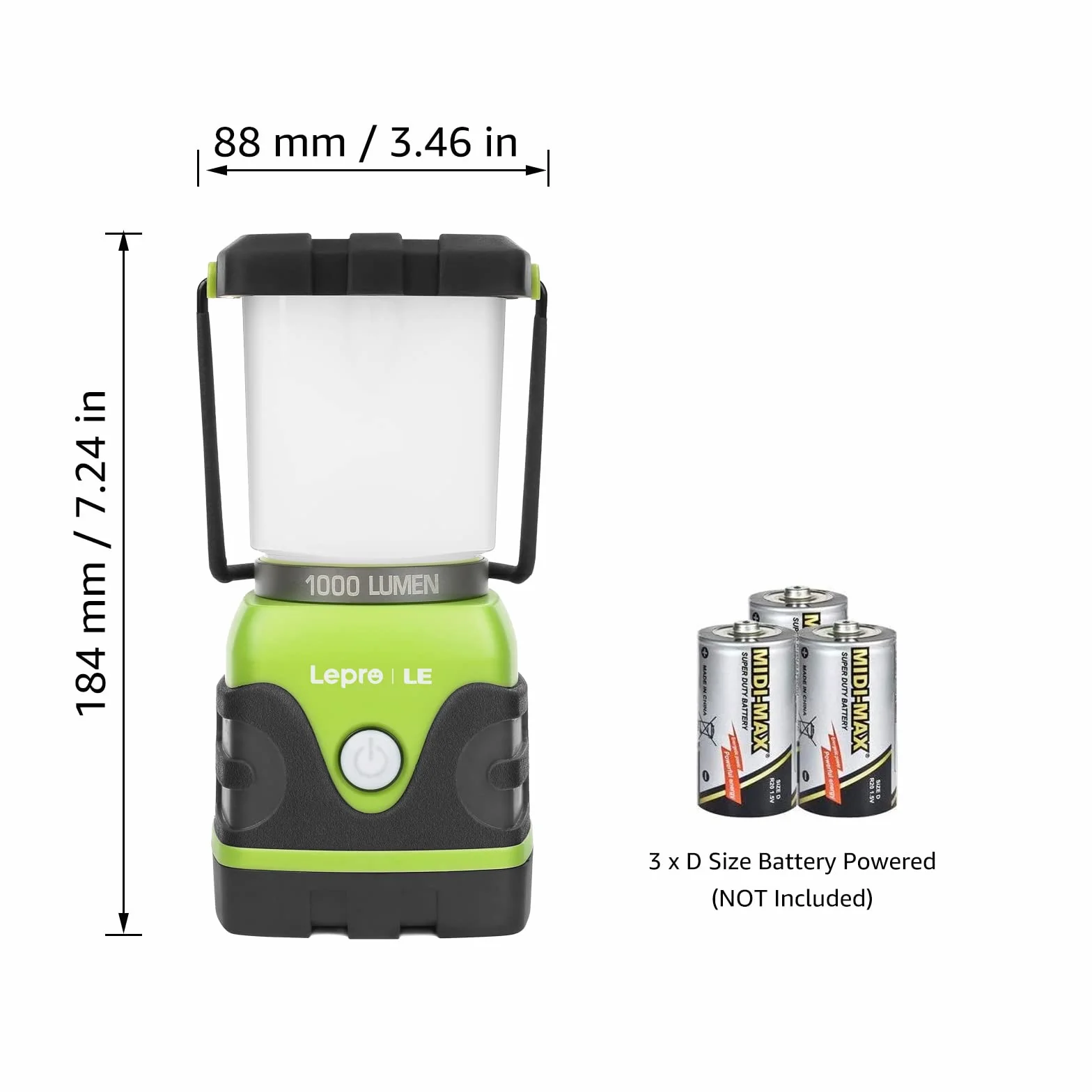 Lepro Linterna de Camping 1000 LM 4 Modos Impermeable Pilas