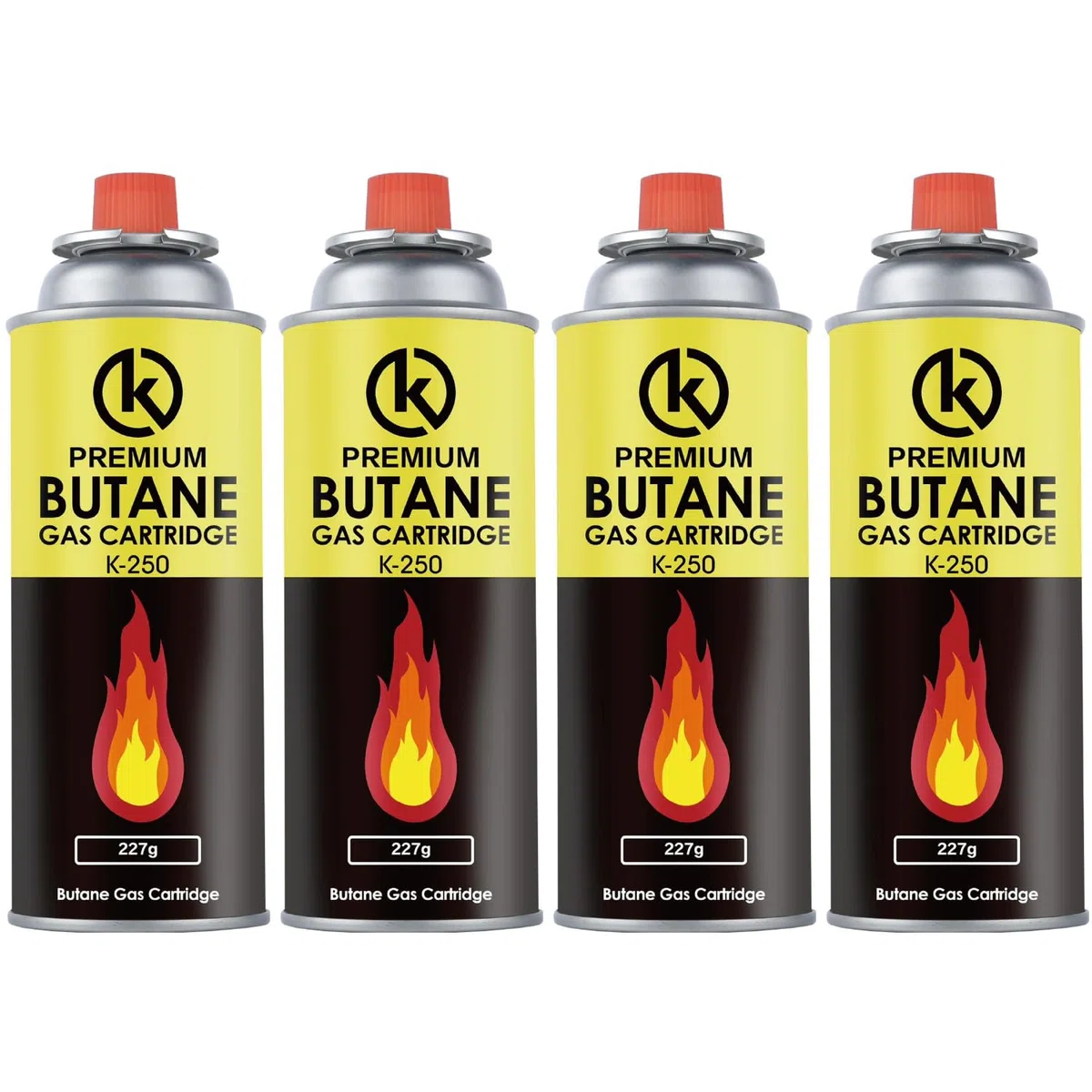 KROWN - Cocina Portatil de Gas Butano 227g, 4 Cartuchos K-250 de Gas Incluidos para Camping, Bombonas K-250