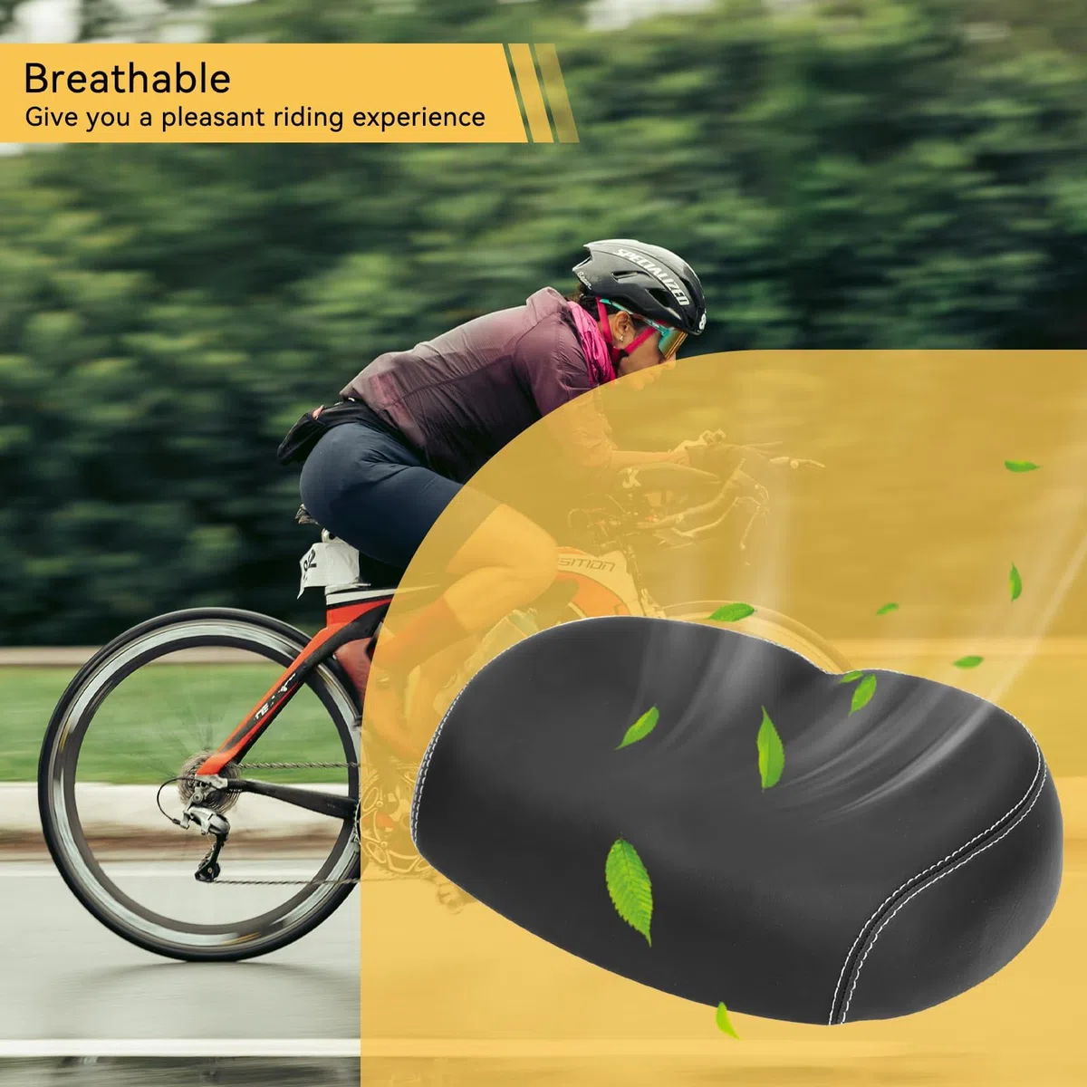 Sillín De Bicicleta, Asiento De Bicicleta Ancho Asiento De Bicicleta De Cuero PU Asiento De Bicicleta Cómodo De Gran Tamaño Asiento De Bicicleta Con Cojín De Espuma De Repuesto Para Hombres Y Mujeres