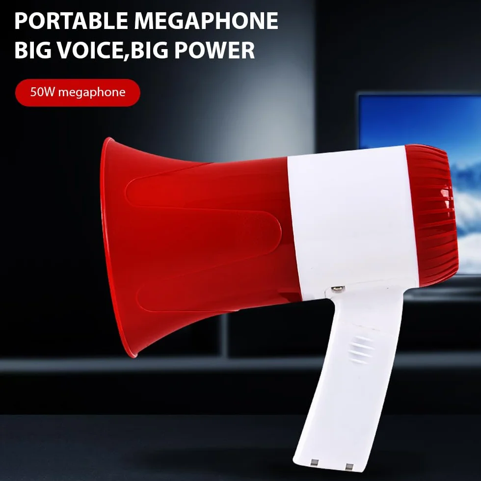 Megáfono Amplificador 50W Altavoz Portátil USB TF BT Sirena Alarma