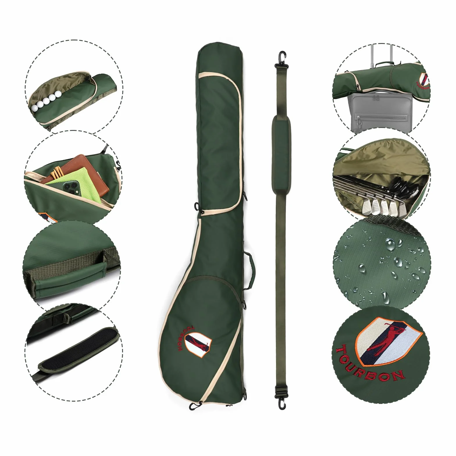 TOURBON Bolsa de Golf portátil de Nailon Plegable para Viajes