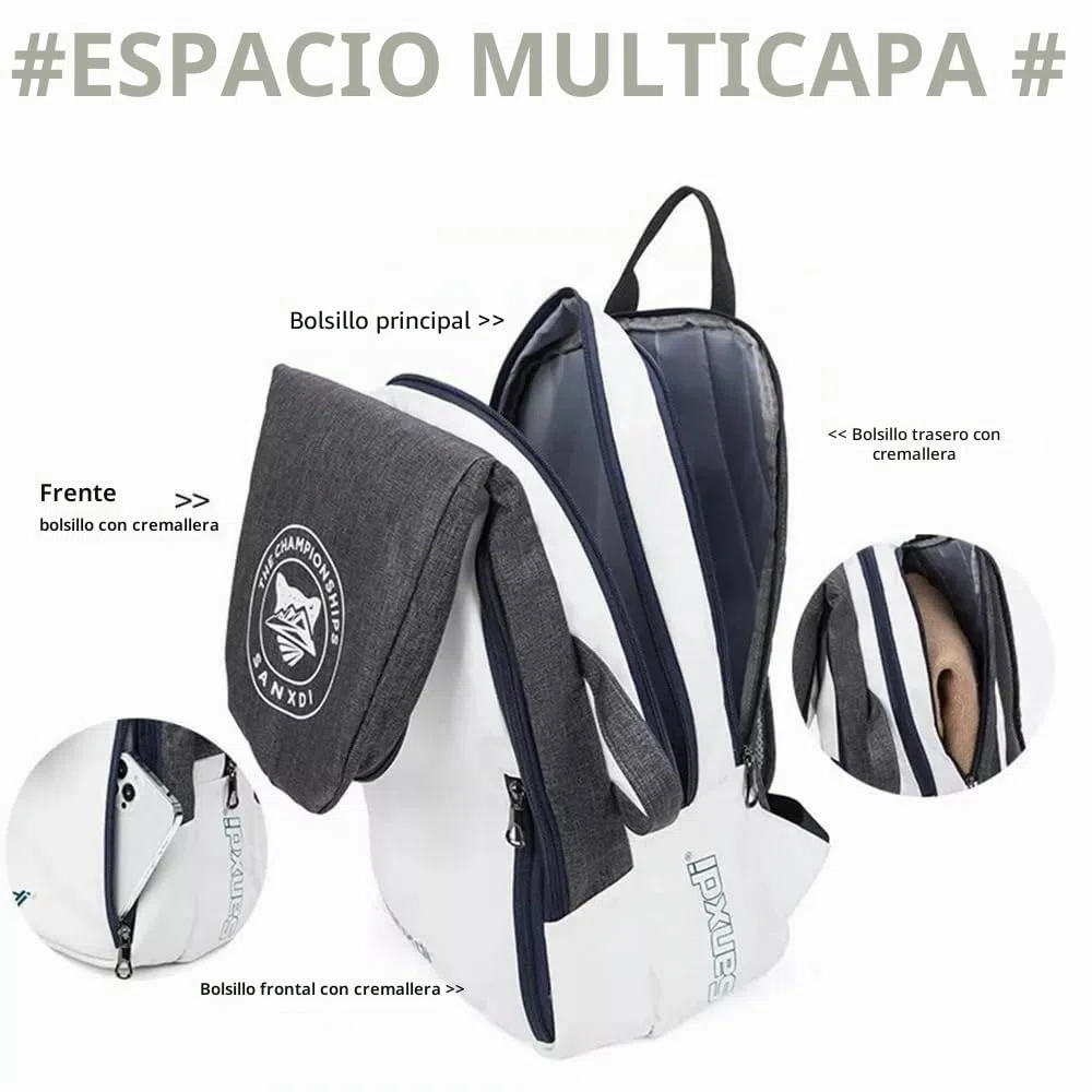 Bolsa de tenis, mochila de tenis, mochila plegable de gran capacidad, bolsa de transporte de raquetbol, bolsa de deporte multifuncional
