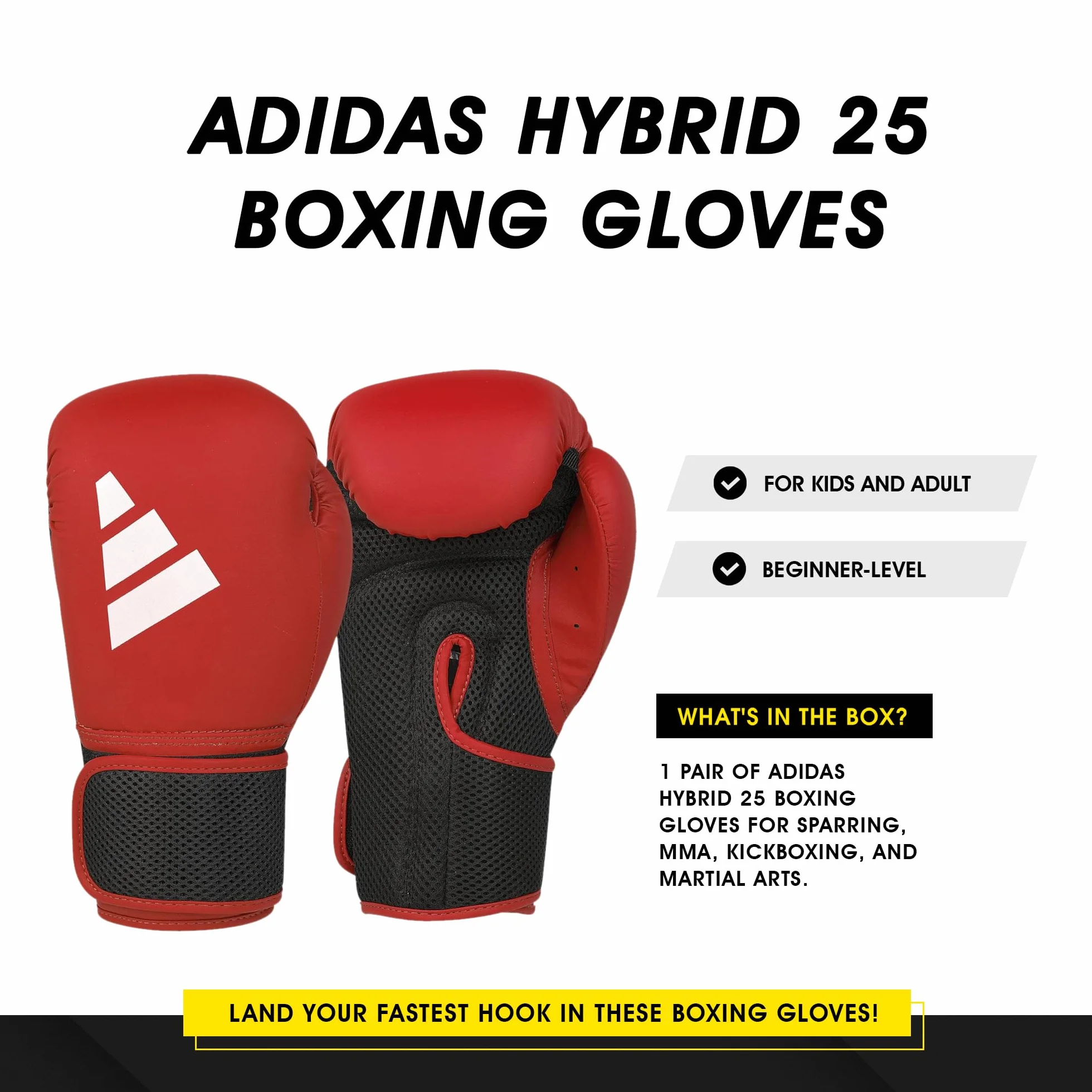 Adidas Hybrid 25 Guantes de Boxeo Rojo 10 oz