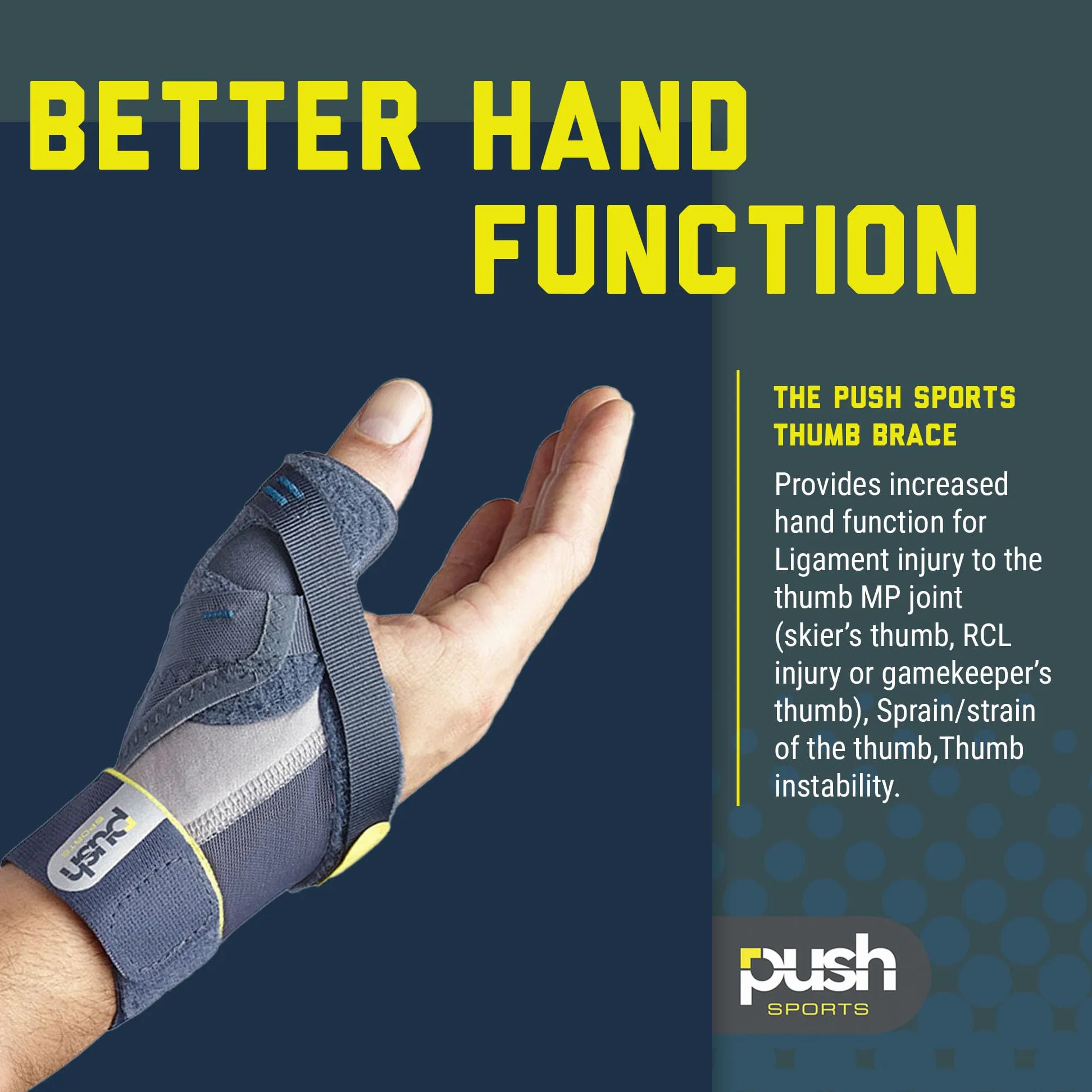 Push Sports Soporte para pulgar para esquiadores, ruptura parcial o inestabilidad de la articulación MCP-1