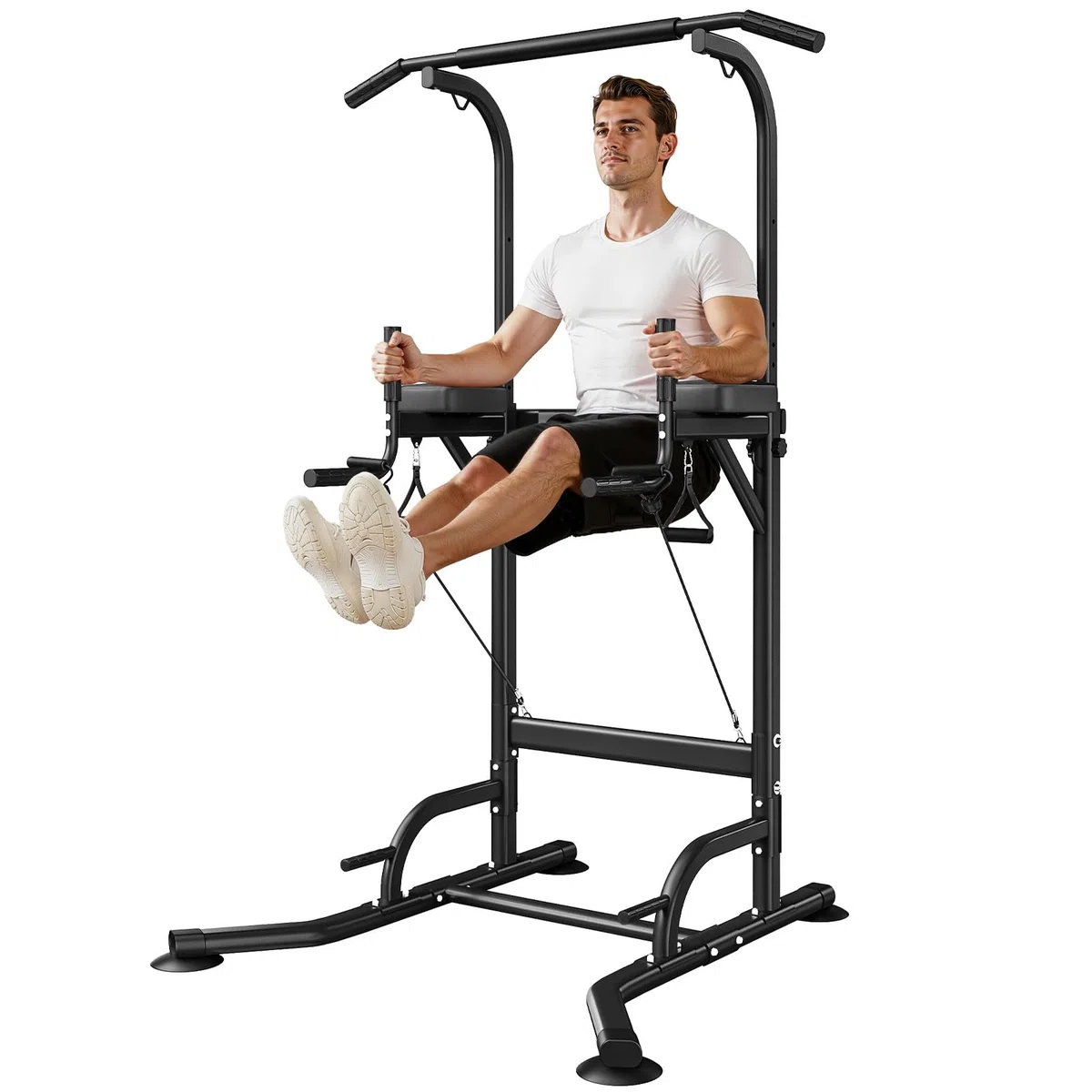 Power Tower Dip Station Barra de dominadas independiente Altura regulable de 170 – 220 cm Multifuncional Estación de fuerza Torre de Entrenamiento para Casa Pull Up Bar