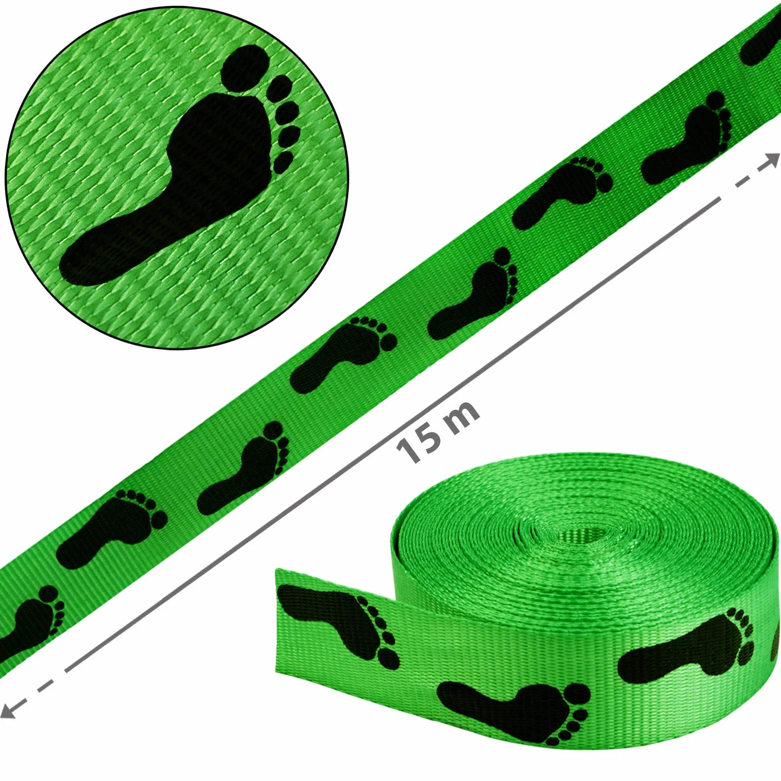 ALPIDEX Slackline 15 m para principiantes y expertos , Carga máxima 2 toneladas , Incl. una bolsa de transporte, Color:Huella. verde
