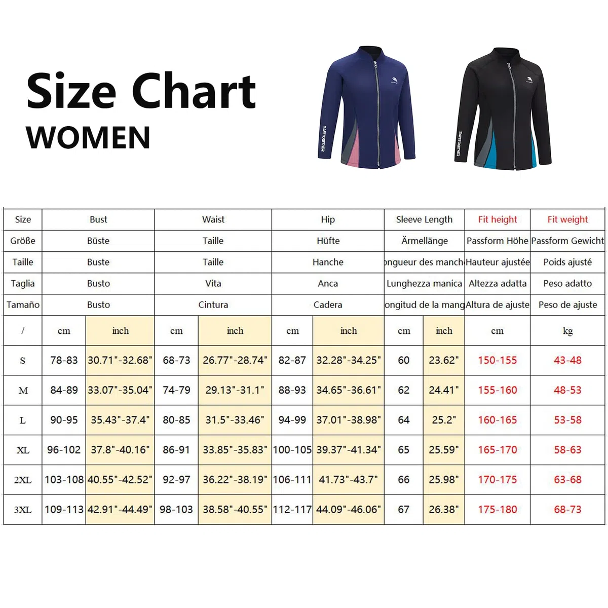 Top de neopreno para mujer, de 2 mm, con cremallera frontal, manga larga, para natación, surf, buceo, traje de buceo