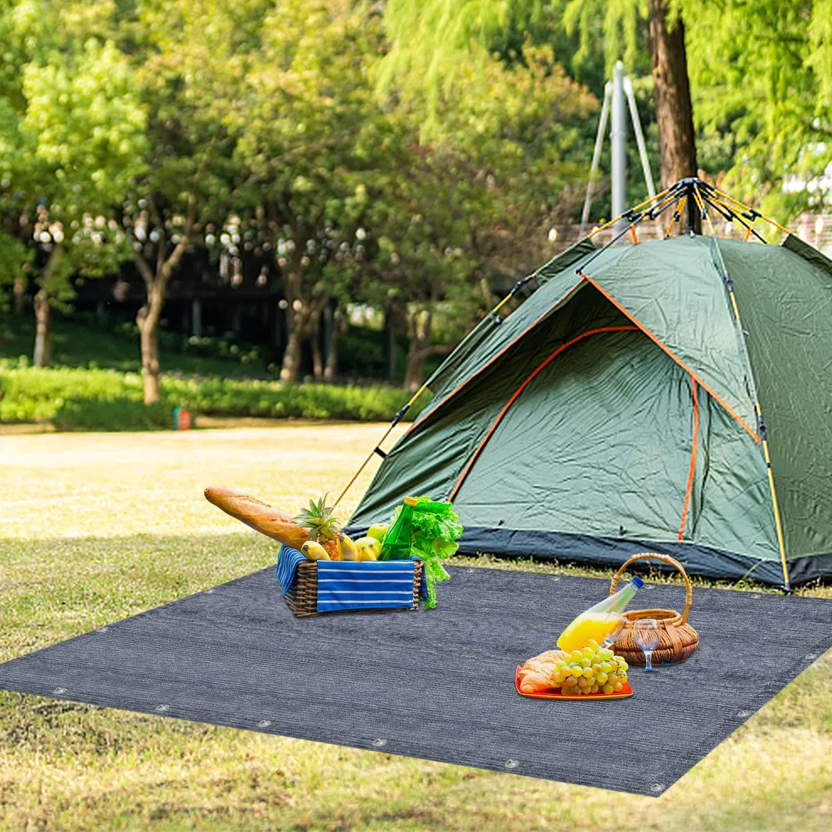 Froadp HDPE Alfombra de Tienda Camping al Aire Libre Antideslizante con Agujero de Aluminio y Bolsa de Transporte Lonas de Suelo de Campaña Carpa Lavable para Caravanas Veranda