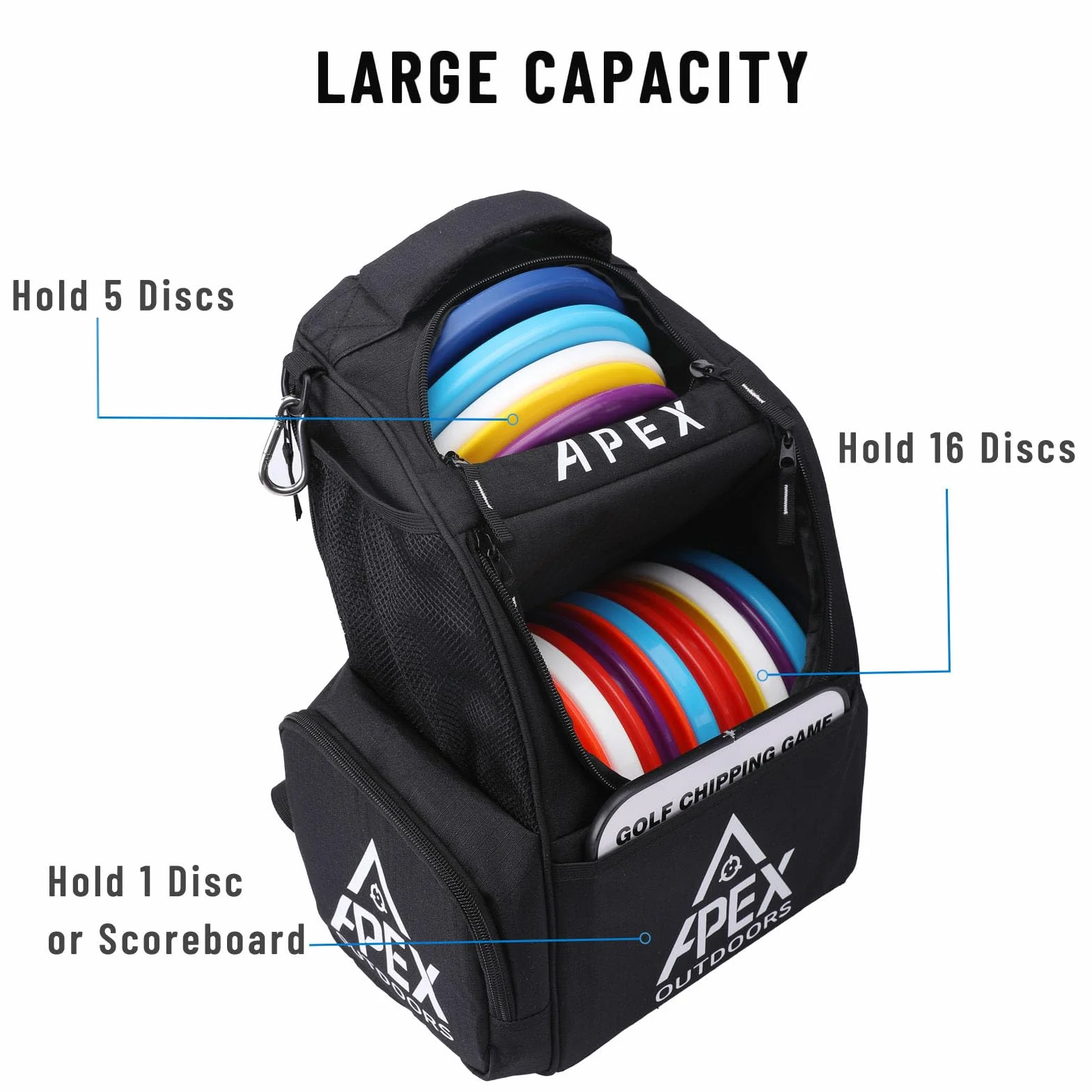 Bolsa de Golf de Disco, Mochila de Golf de Disco con más de 21 Discos, Bolsas de Golf duraderas y Ligeras con múltiples Bolsillos de Almacenamiento