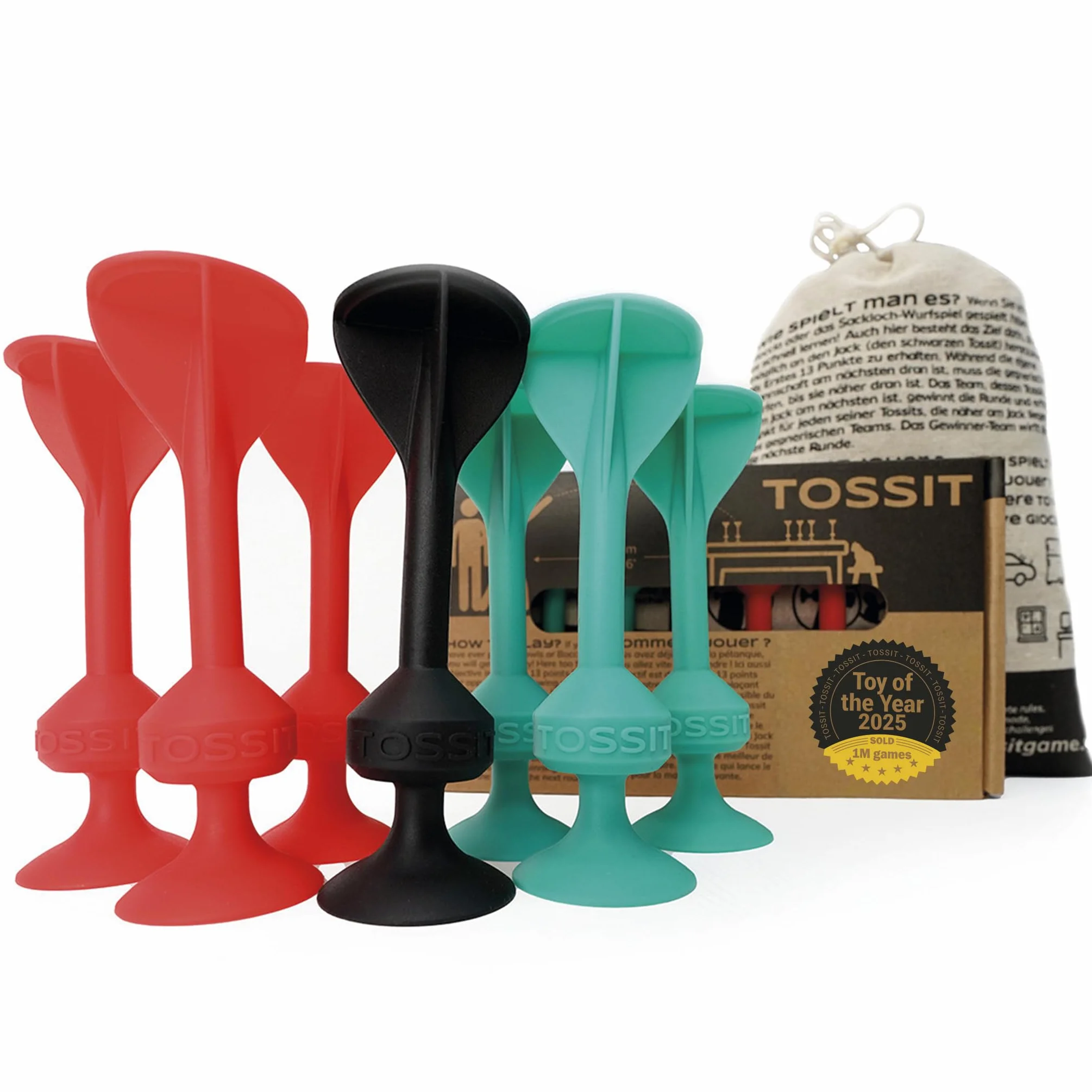 TOSSIT Dardos con Ventosa, Juego de Lanzar para Familia y Fiesta, Silicona, Jardín Interior Exterior, Petanca Boccia, Regalo Niños Adultos