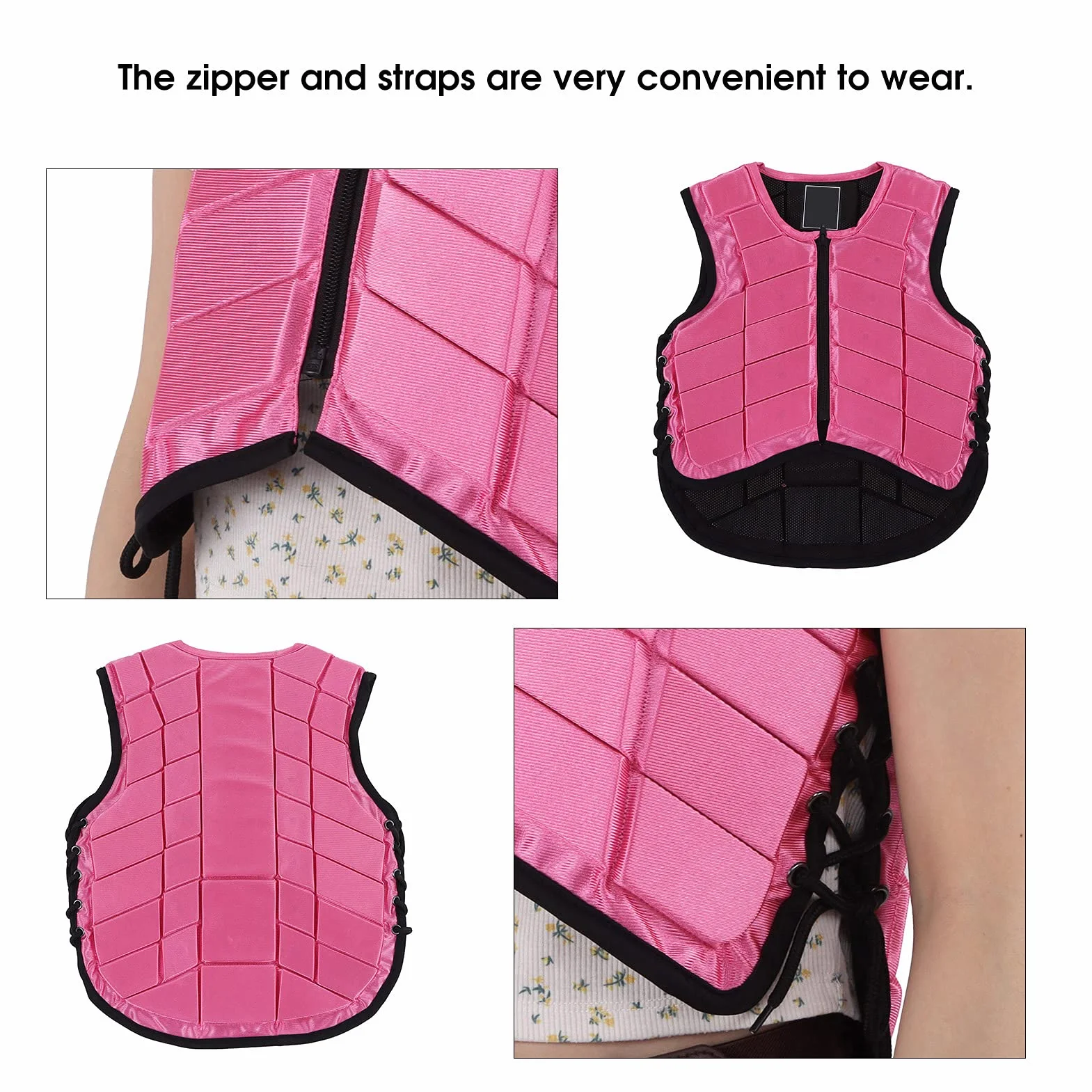 Chaleco ecuestre acolchado de espuma para niños, equipo de protección para equitación, color rosa